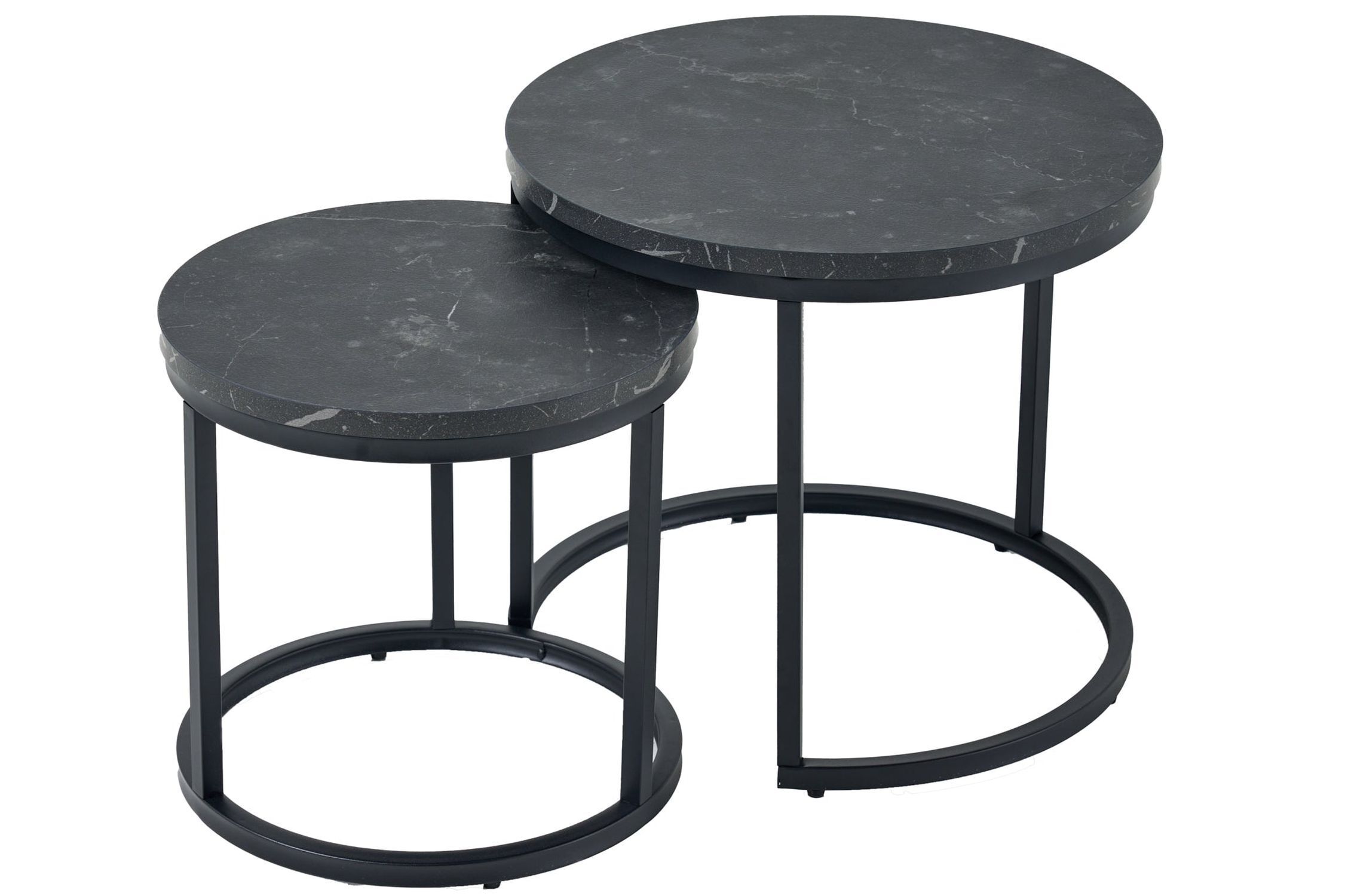 Set de 2 tables d'appoint MDF métal noir rond Moebel, Barhocker, Tabelle, Kaffeetisch