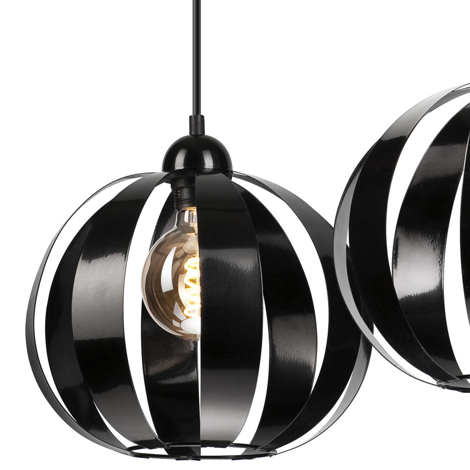 Hängeleuchte 2-flammig höhenverstellbar Metall Schwarz E27 Hängeleuchte 2-flammig höhenverstellbar Metall Schwarz E27