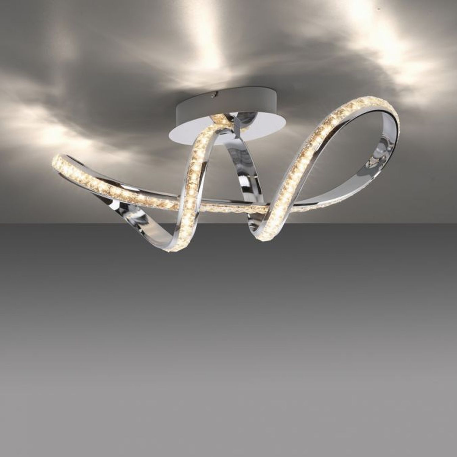 Lampe de plafonnier LED élégante en chrome dimmable 30 W L:65 cm Deckenleuchte