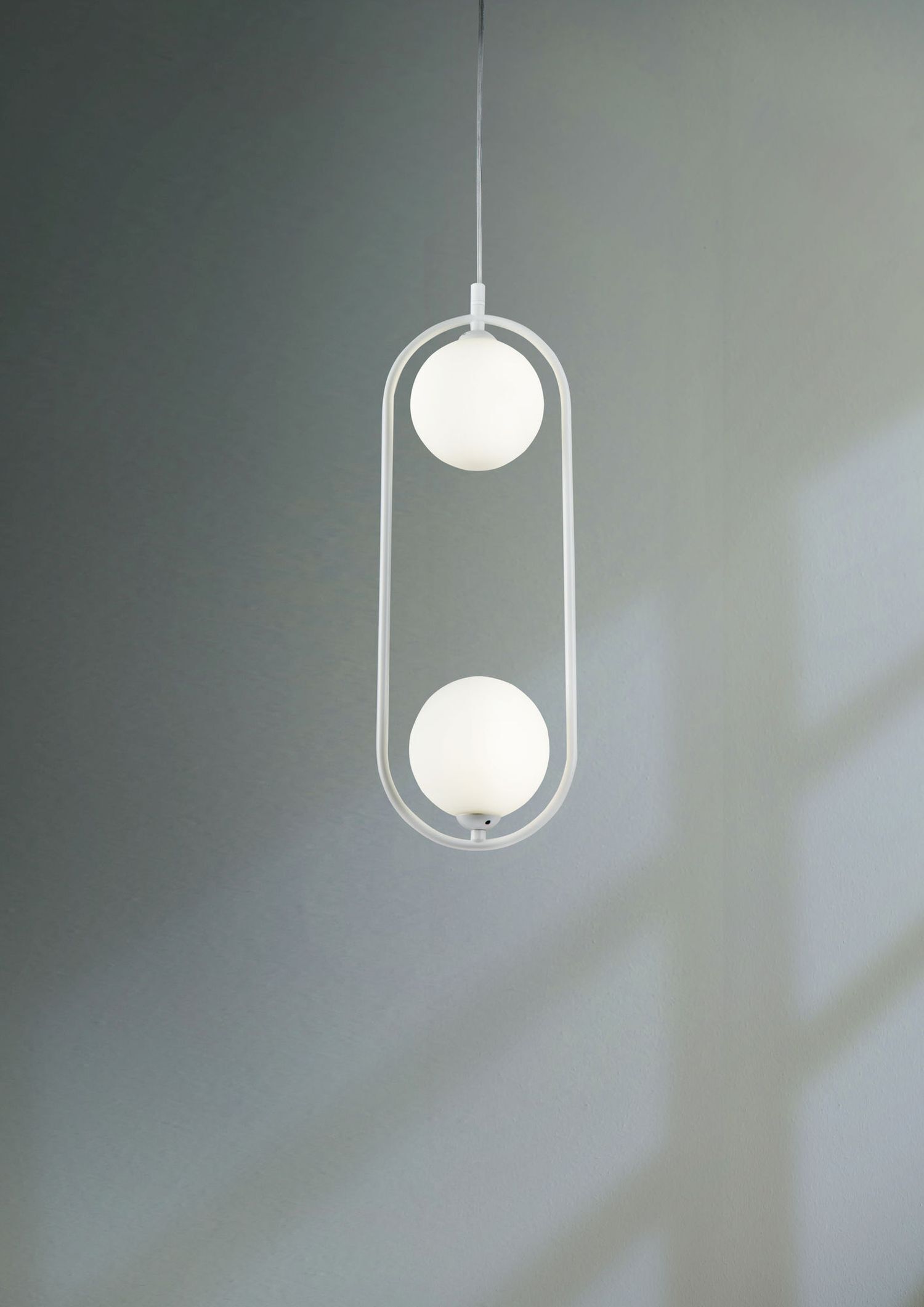 Pendelleuchte Metall Glas G9 H: max. 204 cm Weiß Modern