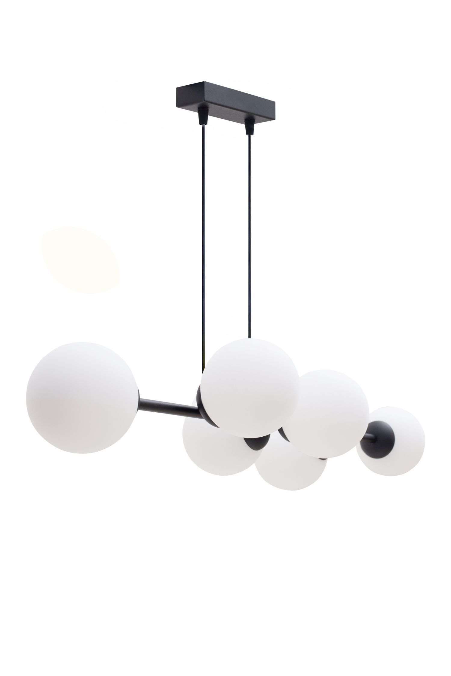 Hängelampe blendarm Glas Metall 100 cm lang E27 Schwarz Hängelampe, Kugelleuchten, Glaskugeln, schwarz, Moderne Beleuchtung