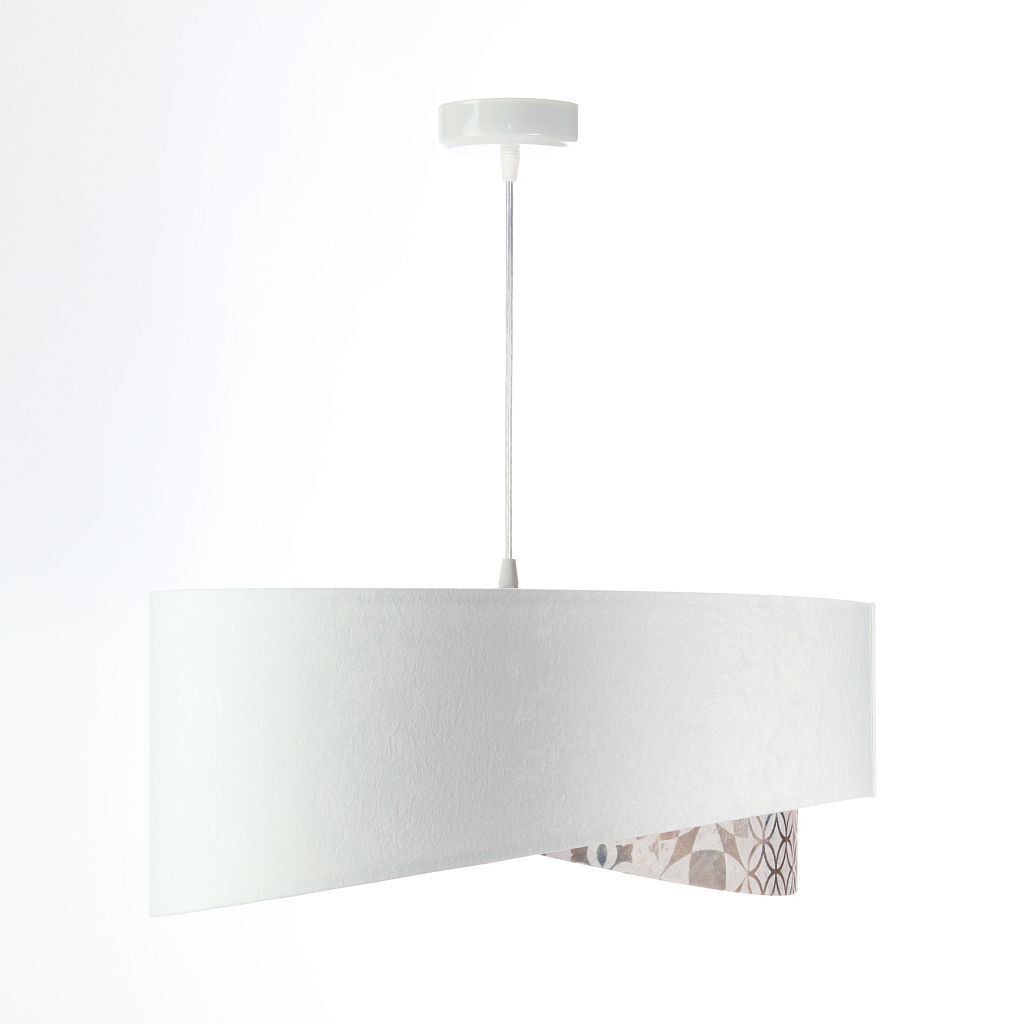 Hängelampe Weiß Beige Silber E27 Ø 50 cm Stoff Velours Optik Lampe