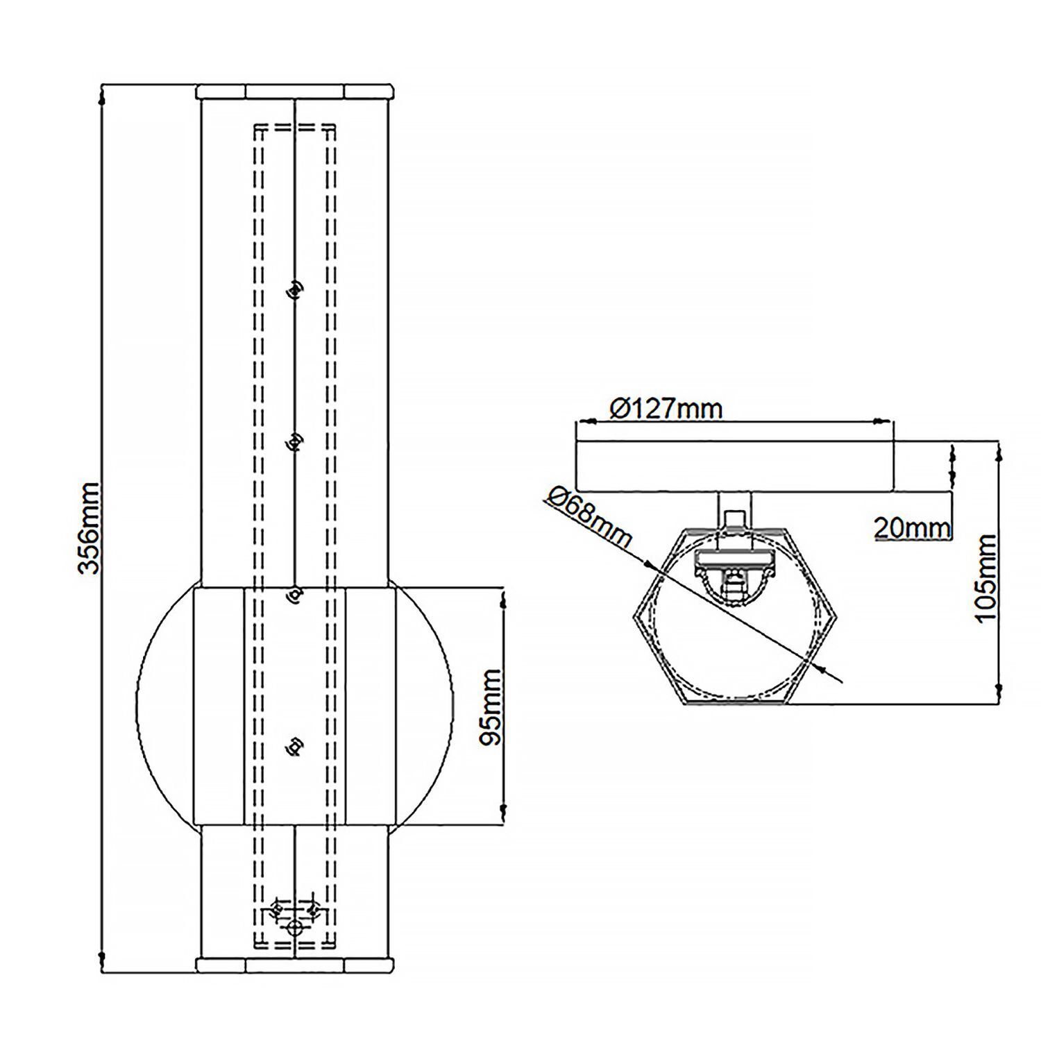 LED Badleuchte Messing Antik Weiß IP44 H: 35,6 cm Metall Glas Diagramm, Handlung, CAD-Diagramm