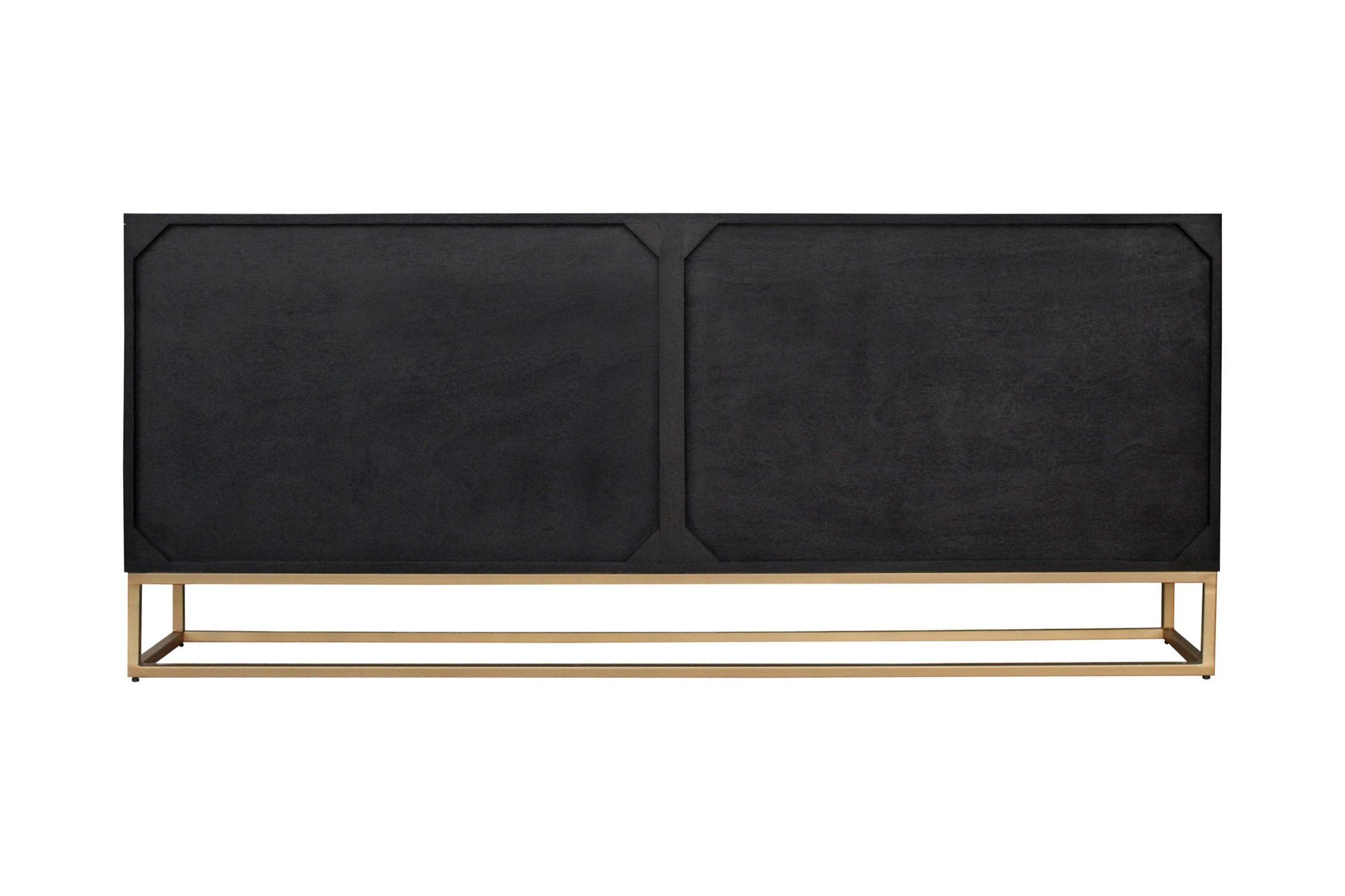 Sideboard Schwarz Gold 177 x 76 cm Ornament Türen Handarbeit