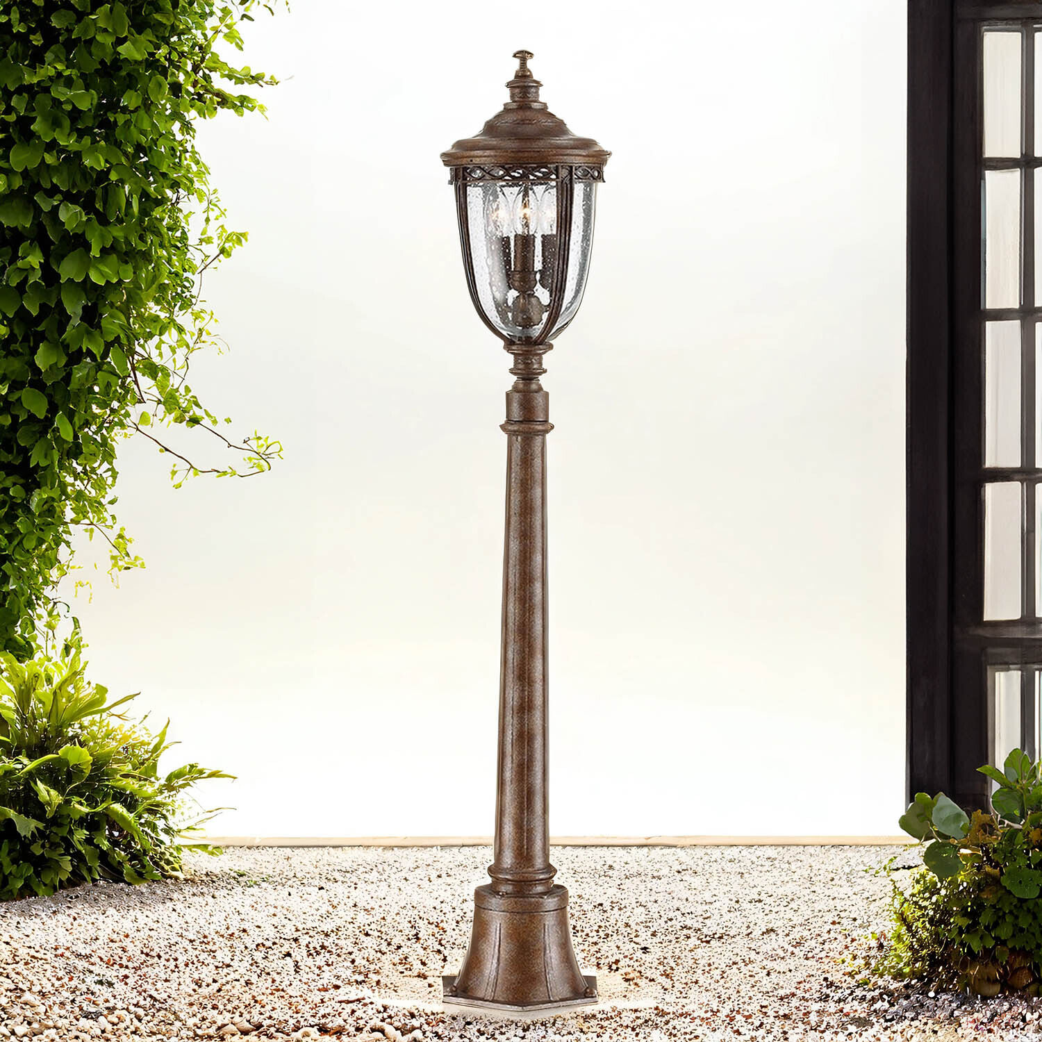 Gartenbeleuchtung in Bronze H:118cm Rustikal EDMUND Laternenpfahl, Lampe