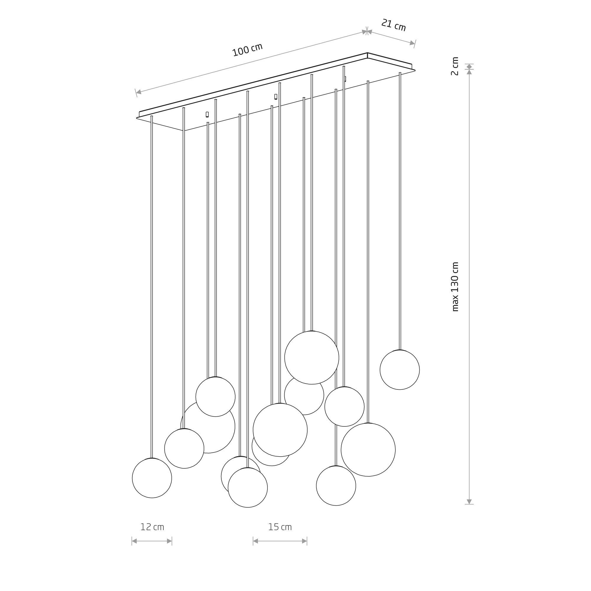 Große Pendelleuchte Glas Metall Schwarz Weiß G9 14-flmg pendant light, hängende lampen, globen, deckenleuchte, mehrfachpendant