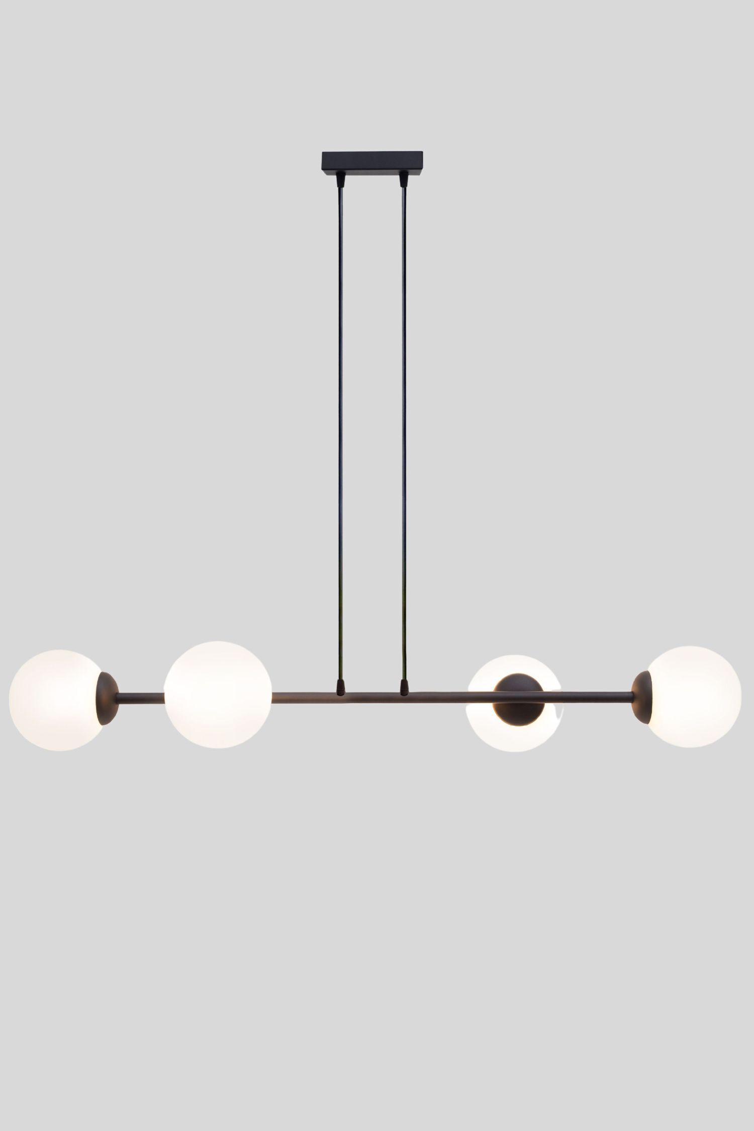 Große Hängelampe blendarm Glas Metall 85 cm E27 Schwarz Leuchter, Lampe