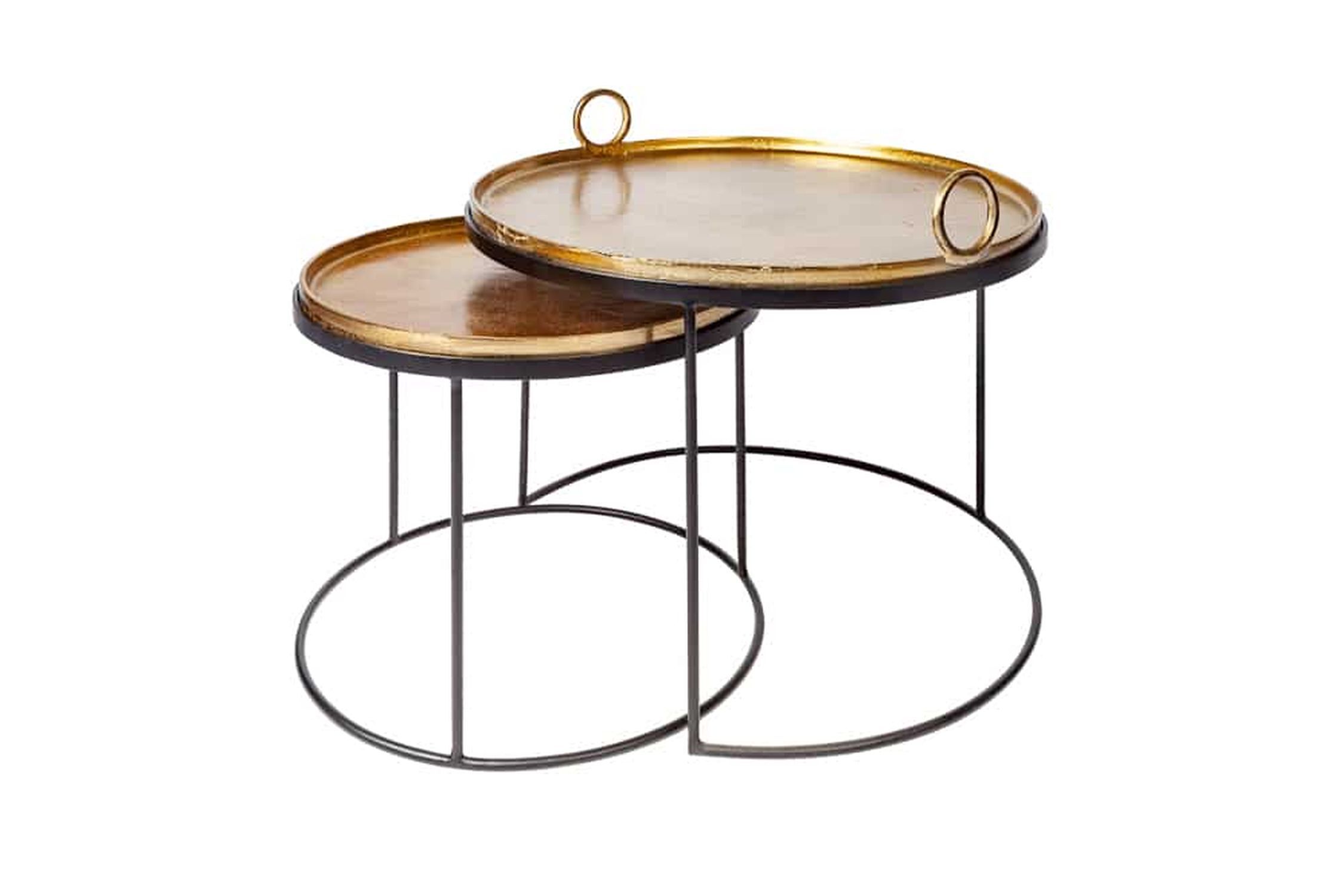 Table d'appoint métal fer en or noir 2e set Moebel, Tabelle, Kaffeetisch, Esstisch, Tablett
