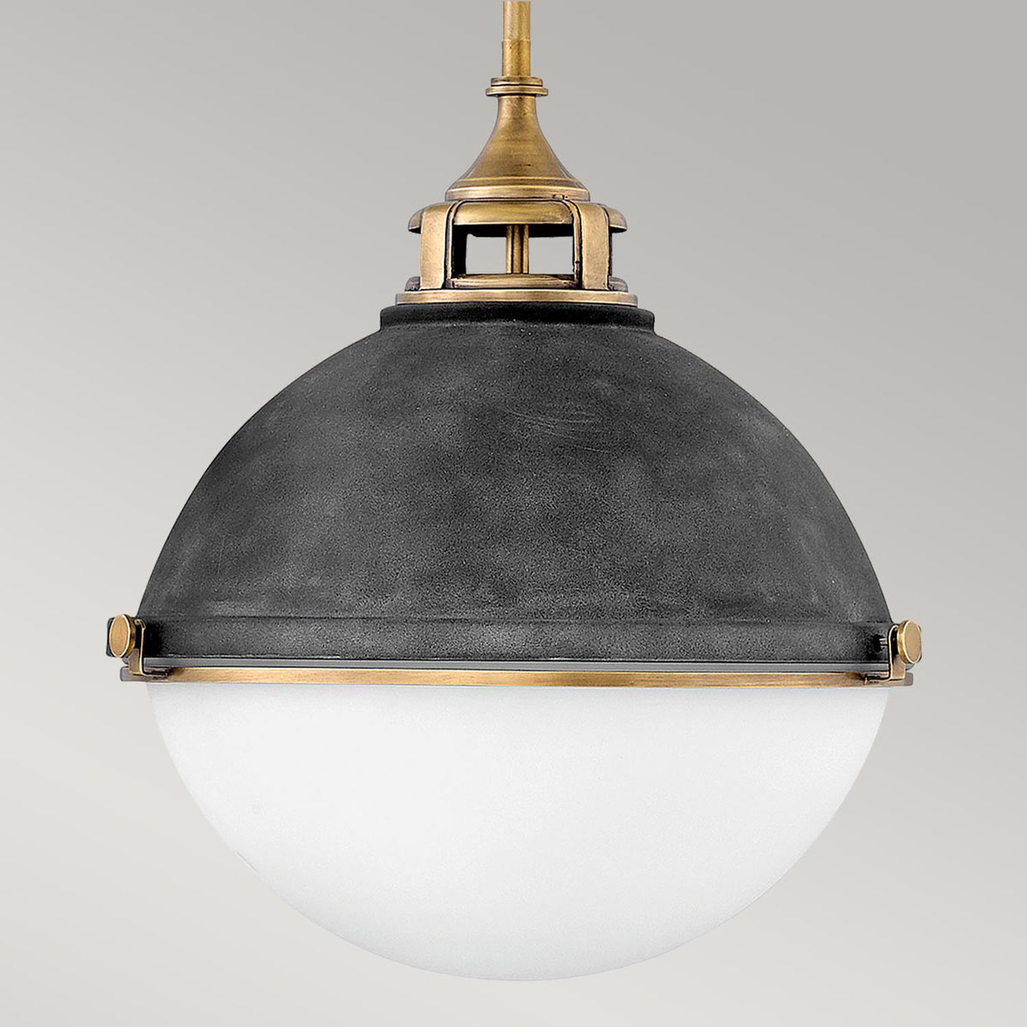 Pendelleuchte rund Ø 45,7 cm Metall Glas 3x E27 Hängeleuchte, Glaskugel, Kugelpendel, Bronze/Brass, Industrial