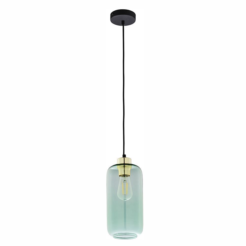 Pendelleuchte verstellbar Grün Gold E27 Ø 13 cm Glasschirm Krug, Lampe