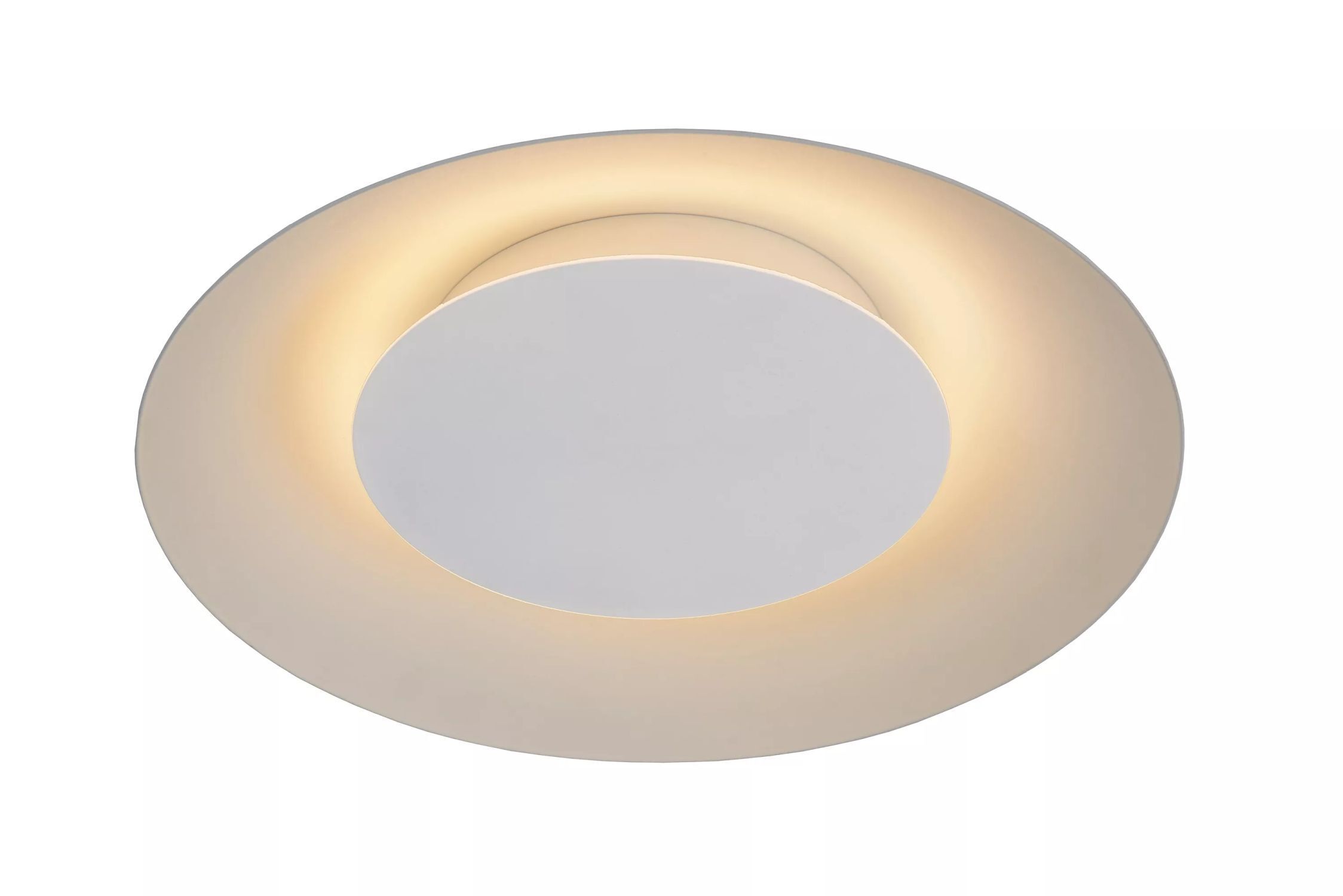 LED Deckenlampe Metall Weiß Ø34 cm indirekt 12 W 2700 K Deckenleuchte, Teller, Leuchte
