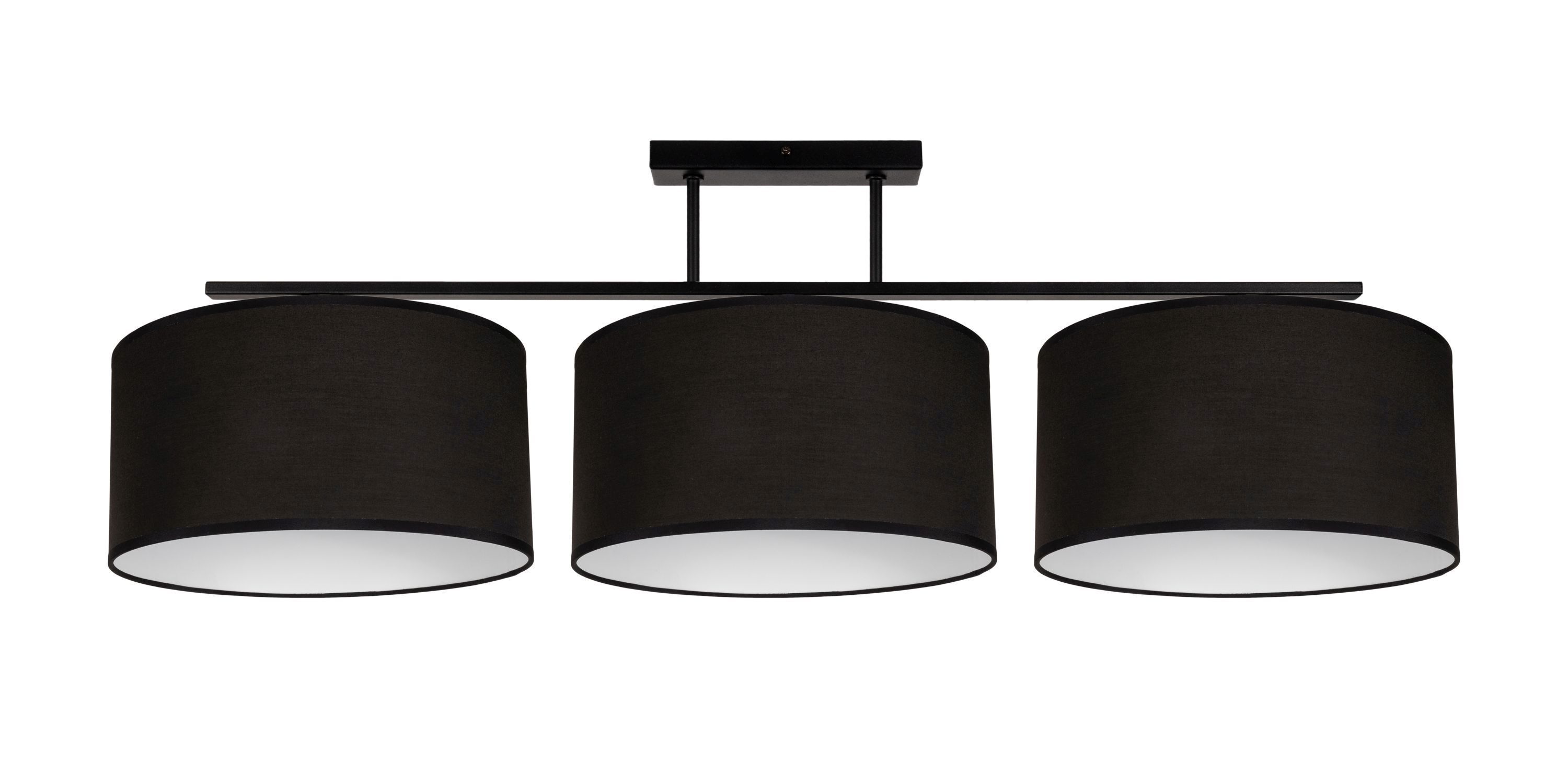 Blendarme Deckenlampe Stoff Schwarz Weiß E27 3-flammig Deckenleuchte, Drei Lampenschirme, Schwarze Lampe, Stromschienenleuchte, Hängelampe