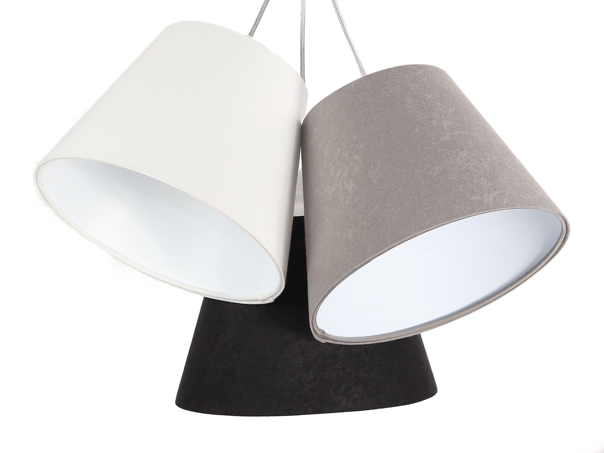 Suspension Gris Noir Tissu 3-flmg Lampe