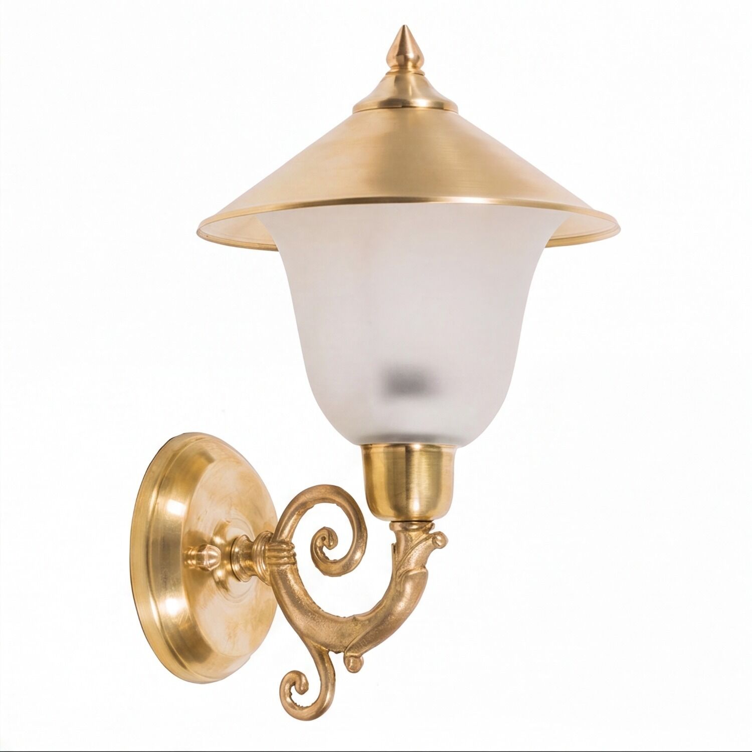 le42254-wandlampe-aussen-messing-klassisch-jugendstil-e14-ip23-02 Wandleuchte, Außenlampe, Messing, GoldFinish, Glaslampe