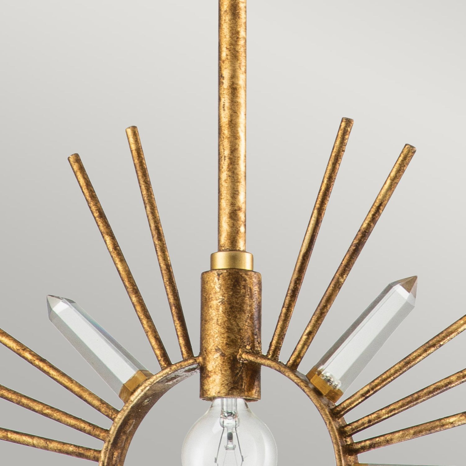 Hängelampe Gold B: 30,5 cm H: max. 127 cm Metall Kristall