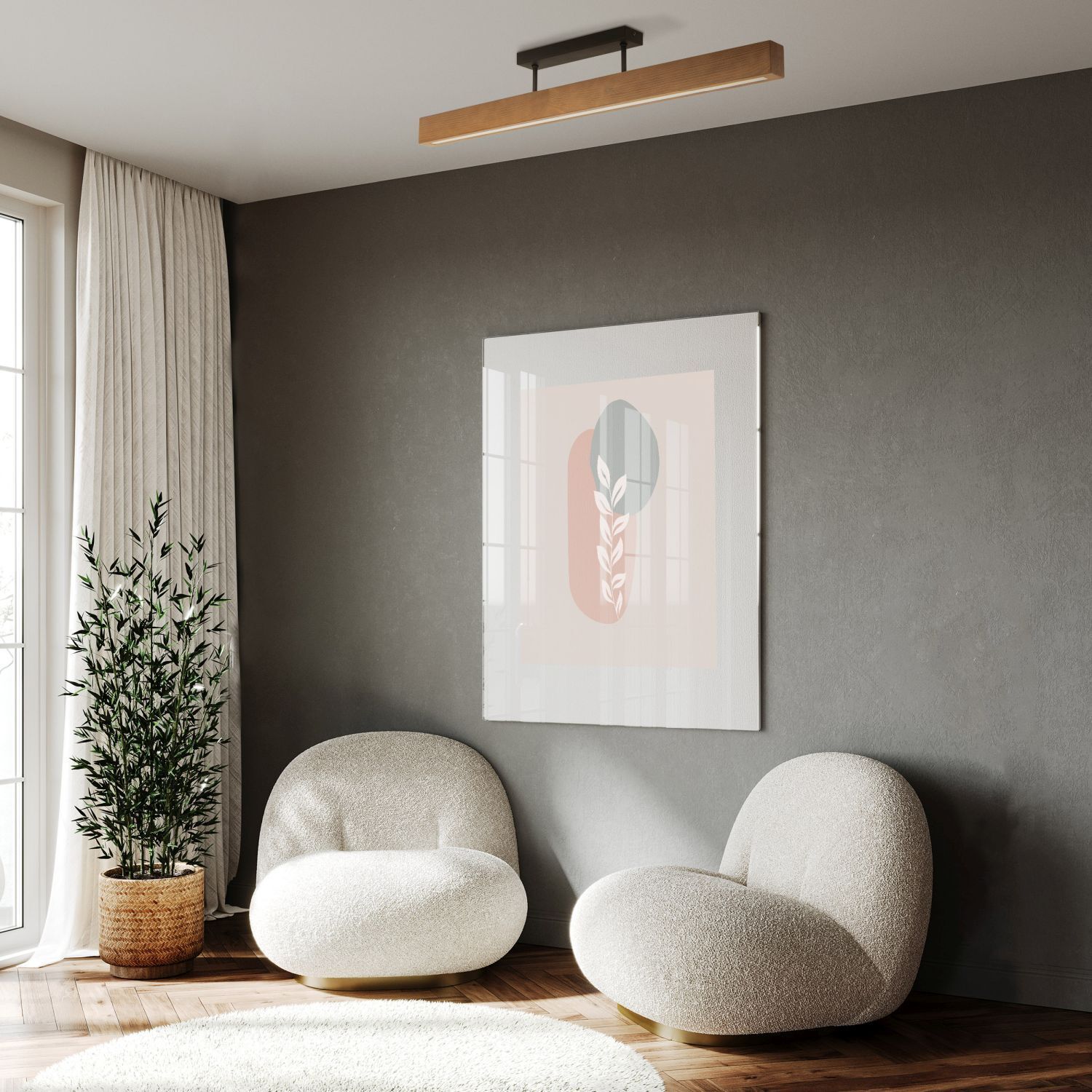 LED Deckenleuchte Holz Metall 3000 K warmweiß 2807 lm 96 cm Dekoration für Zuhause, Kissen, Mobiliar, Kopfkissen