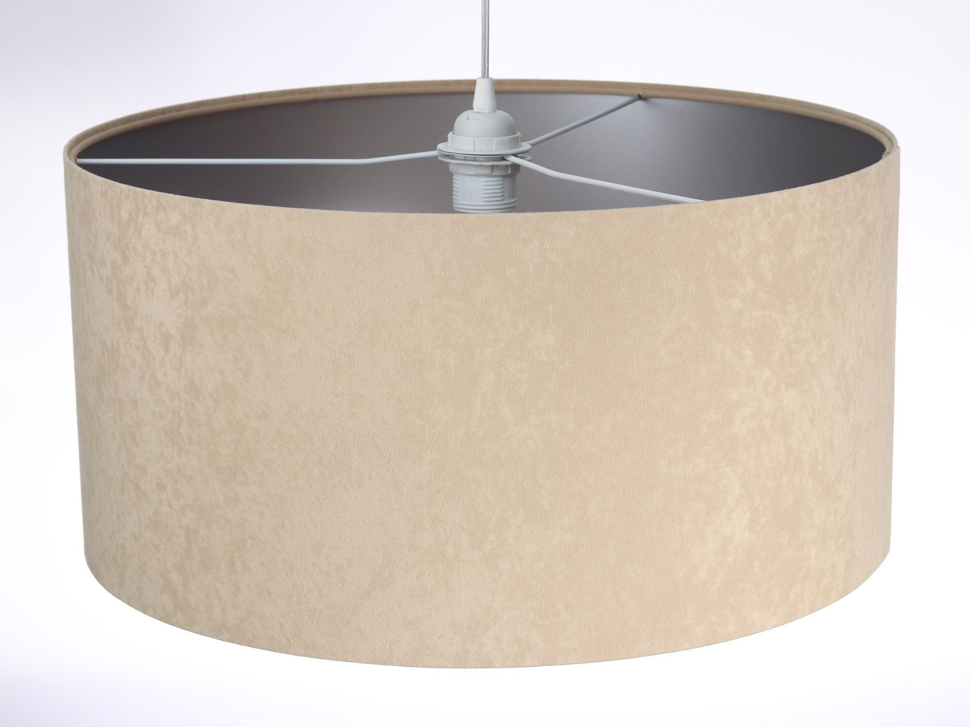 Hängelampe rund Weiß Beige Silber Retro Wohnzimmer Lampe, Lampenschirm