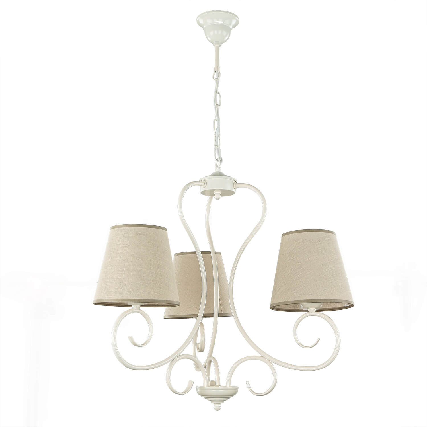 Kronleuchter Beige Landhaus Stoff Esstisch Lampe