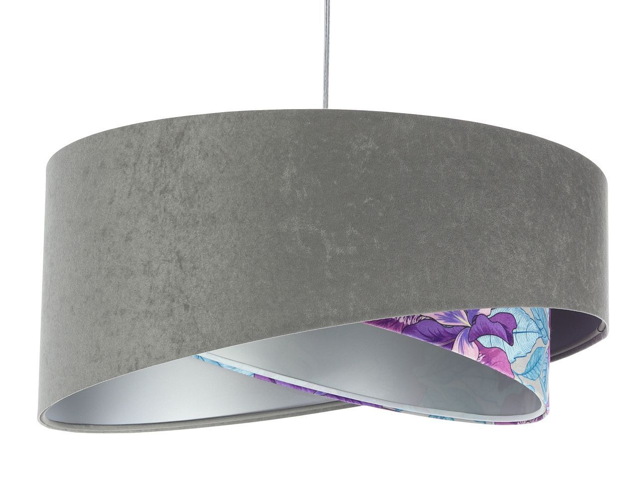 Hängeleuchte Grau Lila Silber Ø 50 cm Velours Optik Stoff