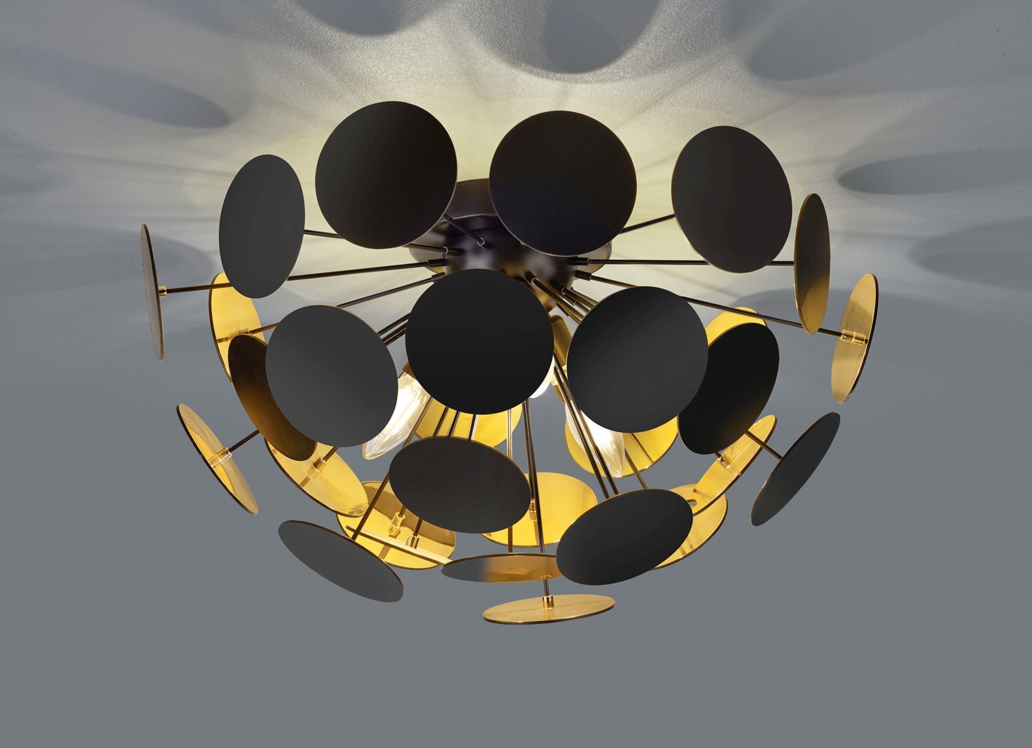 Stilvolle Deckenlampe Metall Schwarz Gold E14 3-flammig Leuchter, Lampe