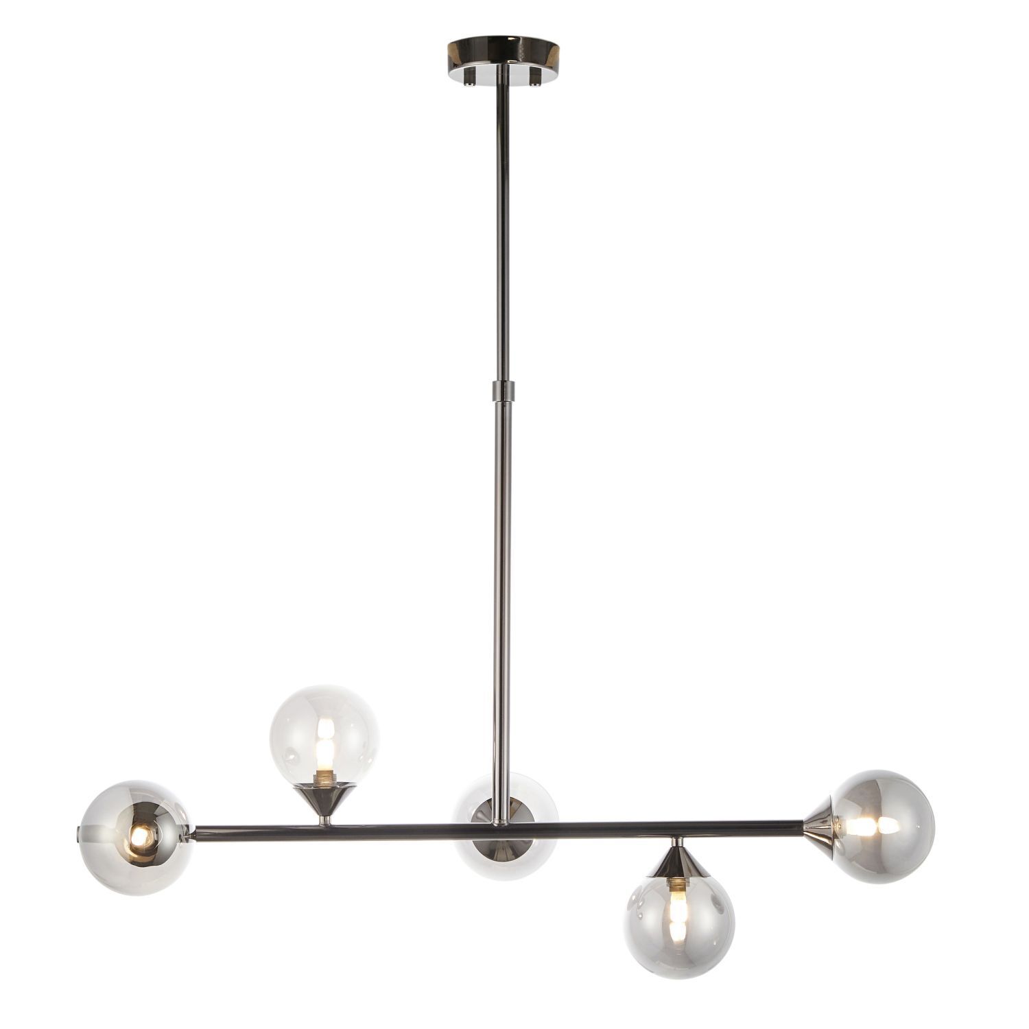 Deckenlampe Rauchglas Metall 90 cm lang H: max. 117 cm G9