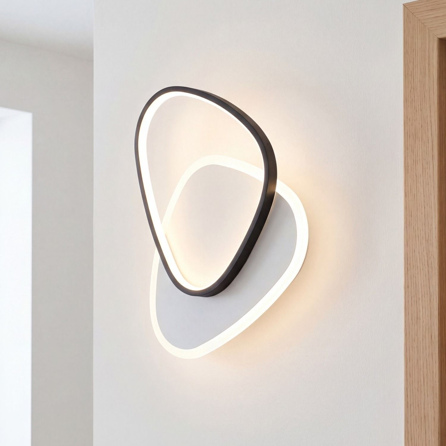 Applique LED Blanc Noir 40 W 4680 lm H:45 cm Wandleuchte, Wandlampe, LED, Modern, ungewöhnliches Design