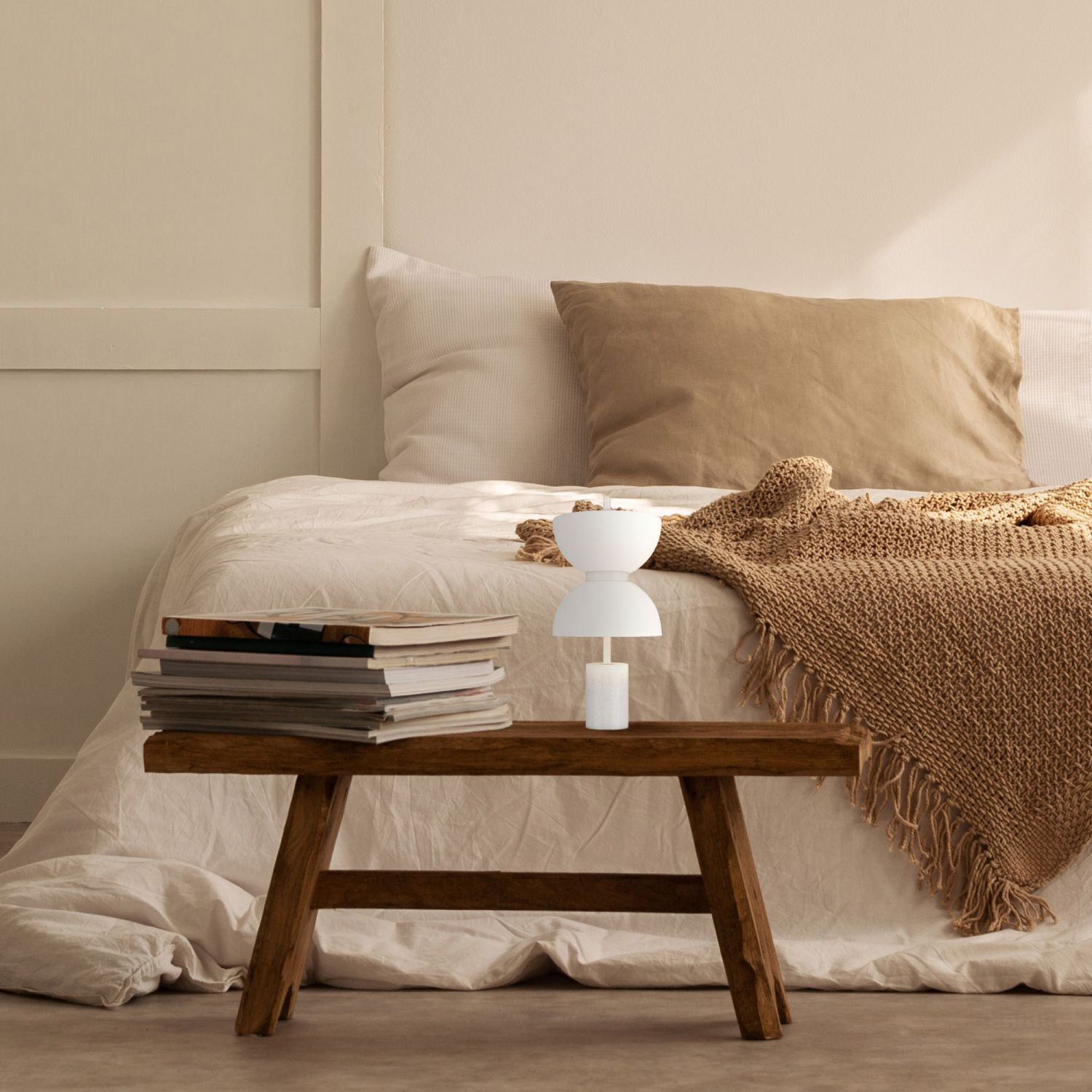 Lampe de table LED verre métal 3000 K blanc chaud 500 lm ronde Kissen, Dekoration für Zuhause, Innenarchitektur, Mobiliar