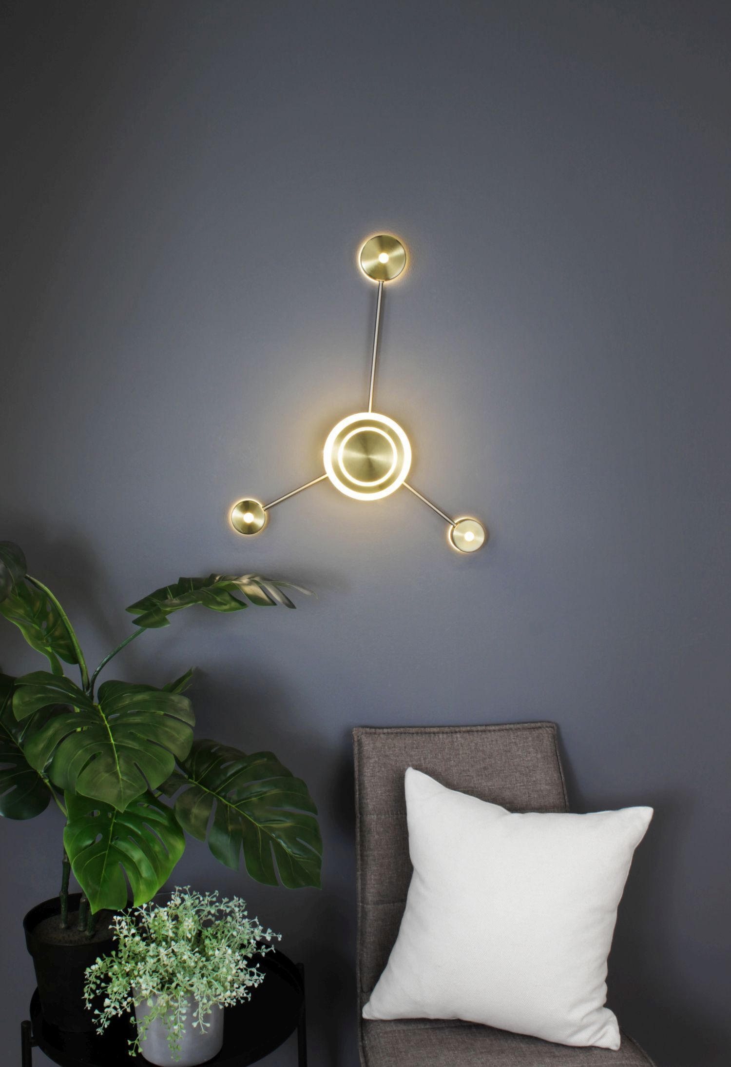 LED Wandleuchte Aluminium dimmbar H:53 cm 3000 K Gold Wandleuchte, Wandlampe, LED-Beleuchtung, Moderne Leuchte, Dekoration