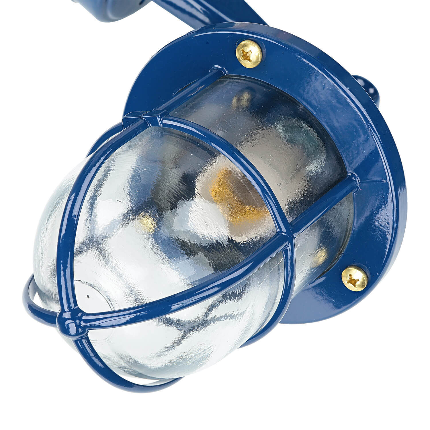 Lampe d'extérieur murale IP64 E27 verre laiton bleu marine