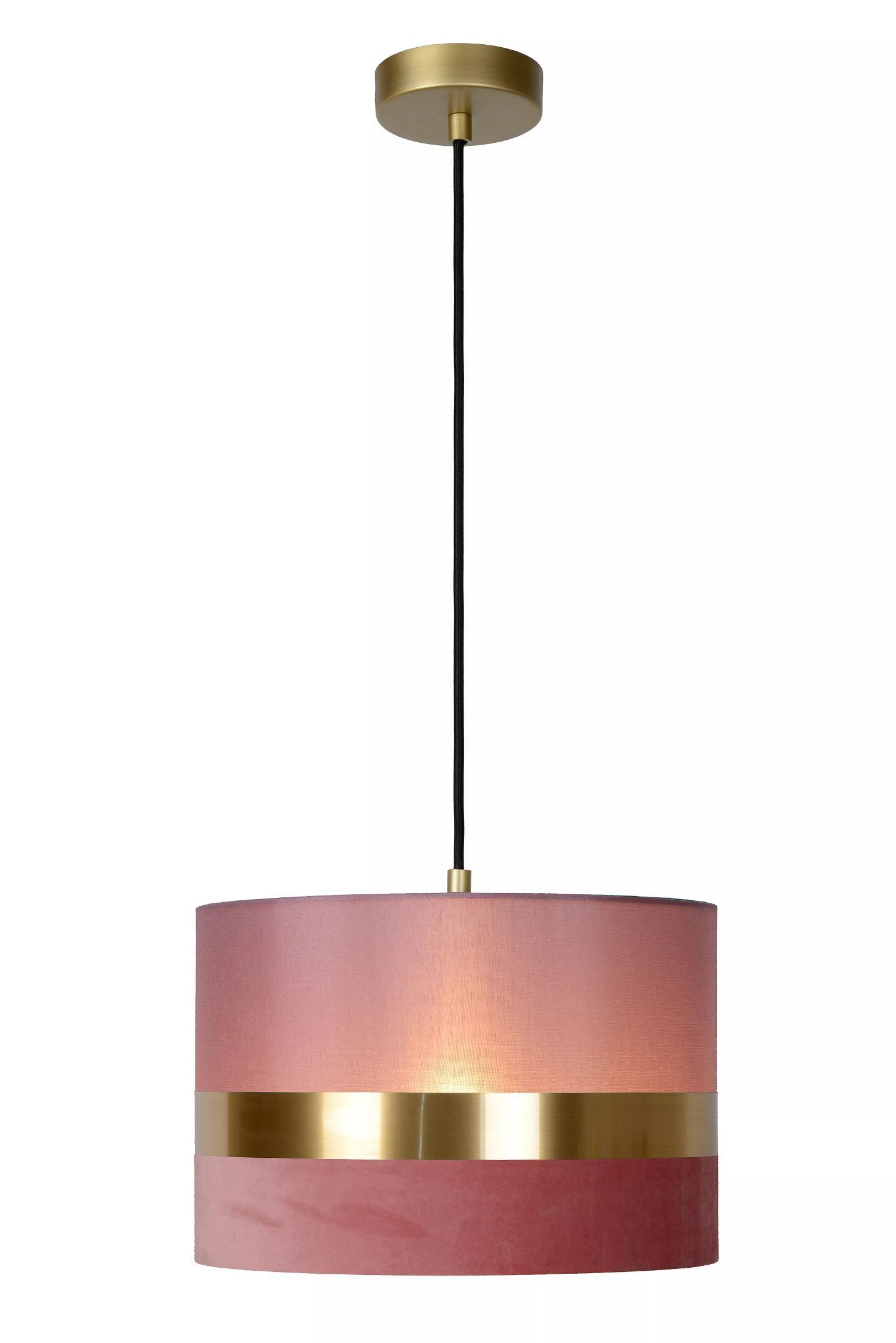 Stilvolle Pendelleuchte Stoff Pink Gold E27 Ø30 cm rund