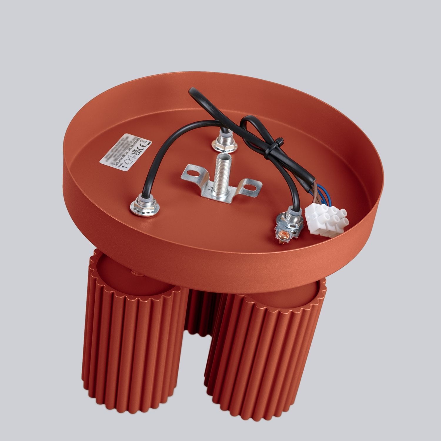 spots-moderne-kuechenbeleuchtung-metall-leuchte-berta-3x-gu10-bis-10w-ockerrot-aluminium-le126852-06 Pendelleuchte, Spotsleuchte, roter Keramik, LED-Leuchte, Kabelanschluss