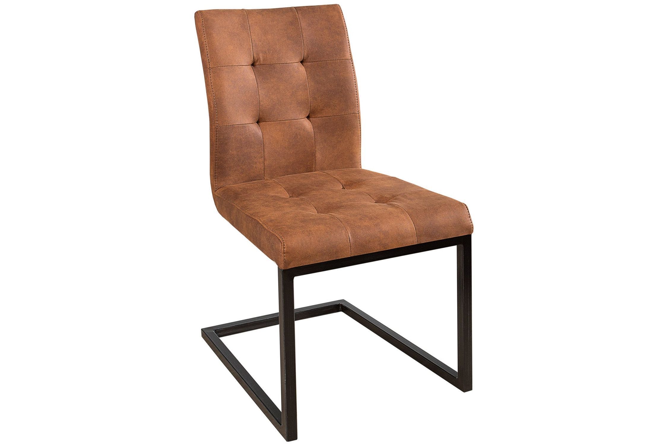 Chaise à bascule Cognac Noir Tissu Métal sans accoudoirs