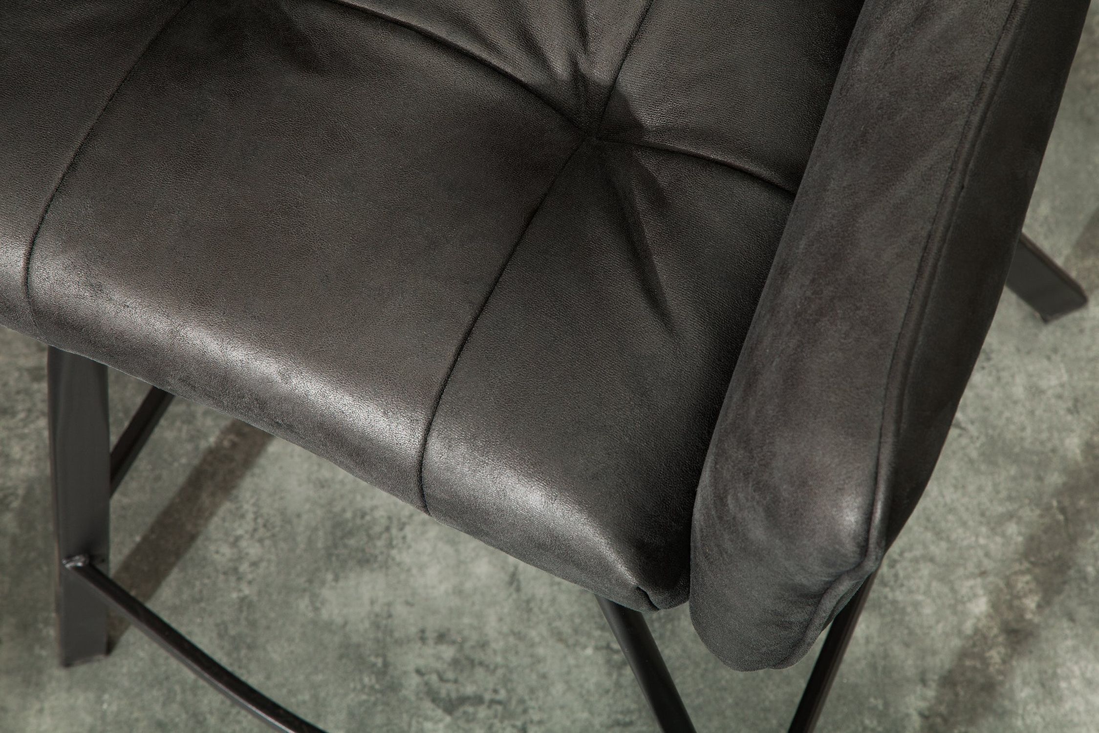 Chaise de comptoir velours métal gris noir avec dossier Moebel, Stuhl