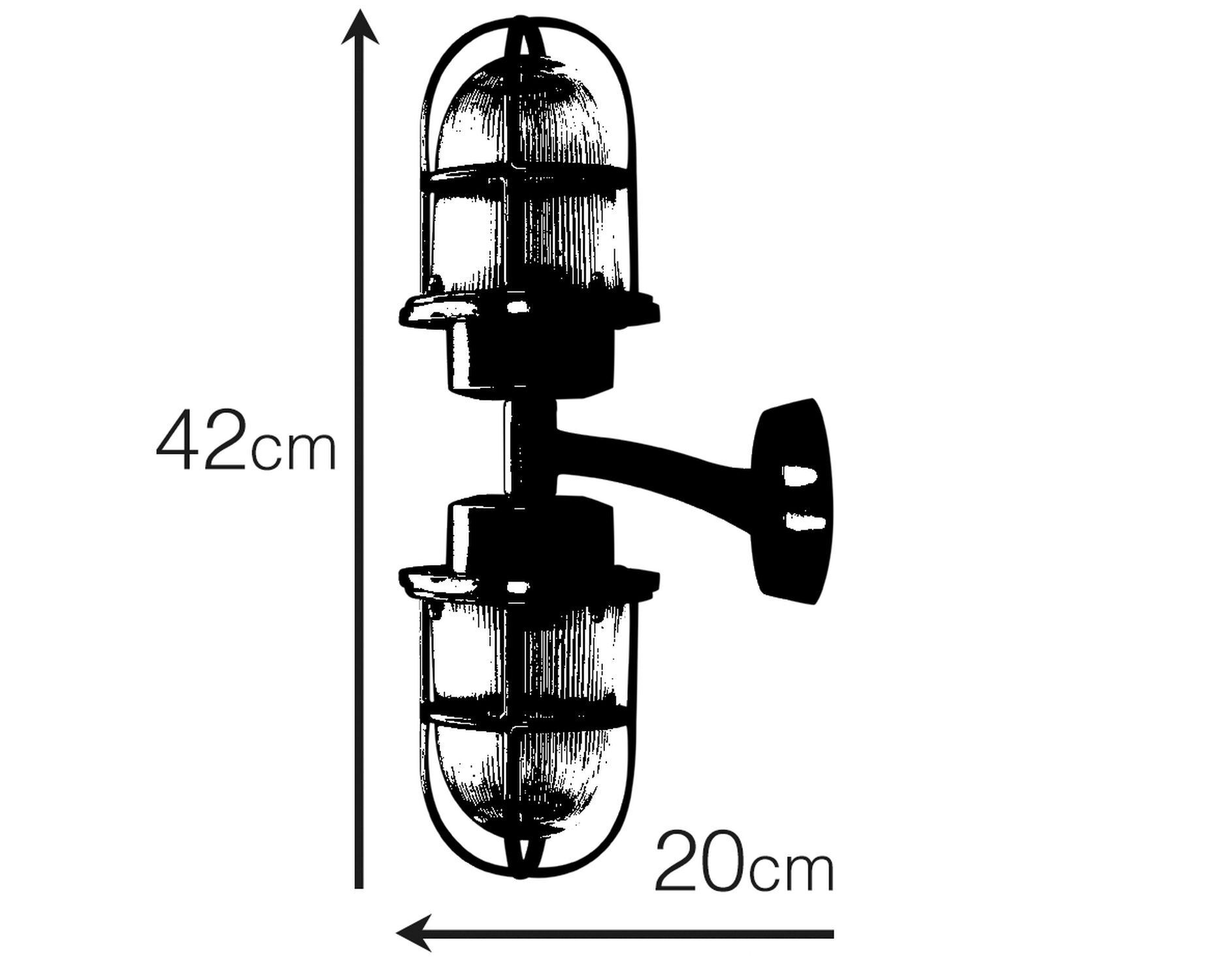 Außenwandleuchte Echt-Messing Glas E27 IP64 H: 42 cm Lampe