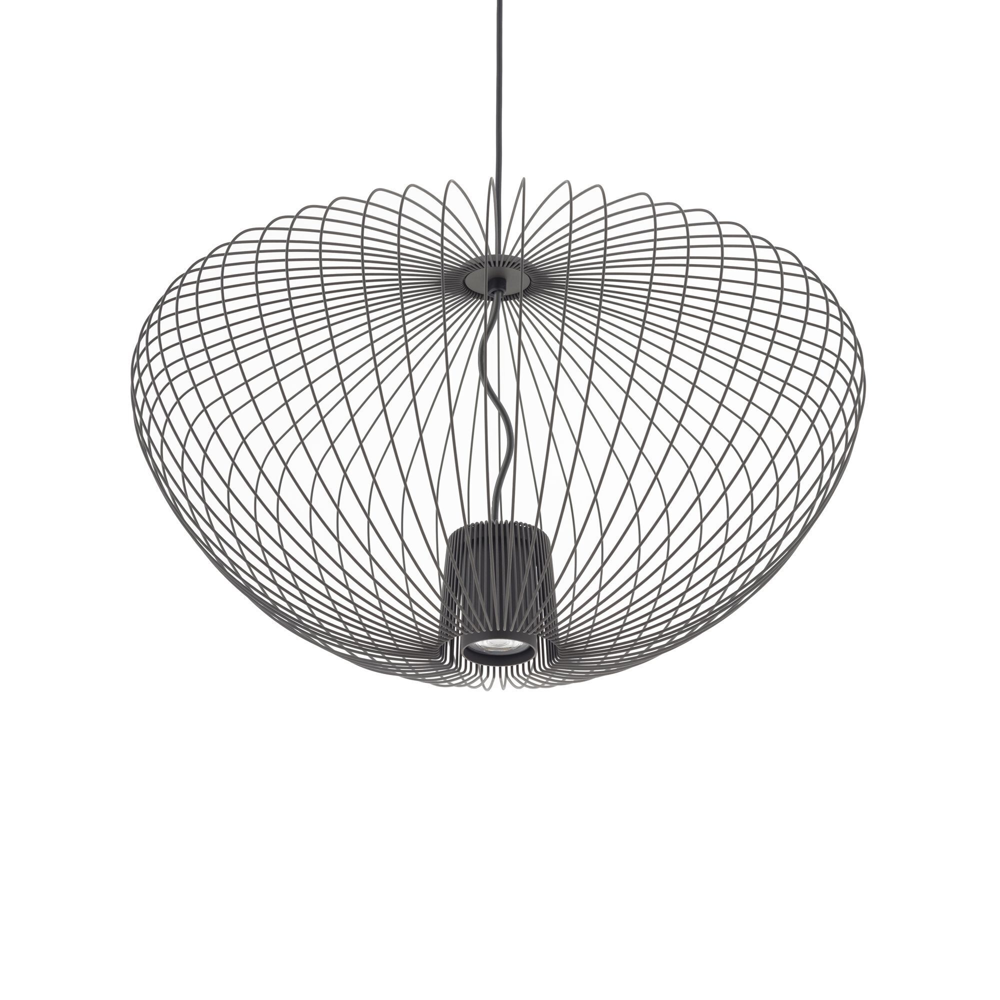 pendant lamp, drahtgestell, globusform, schwarz, hängelampe