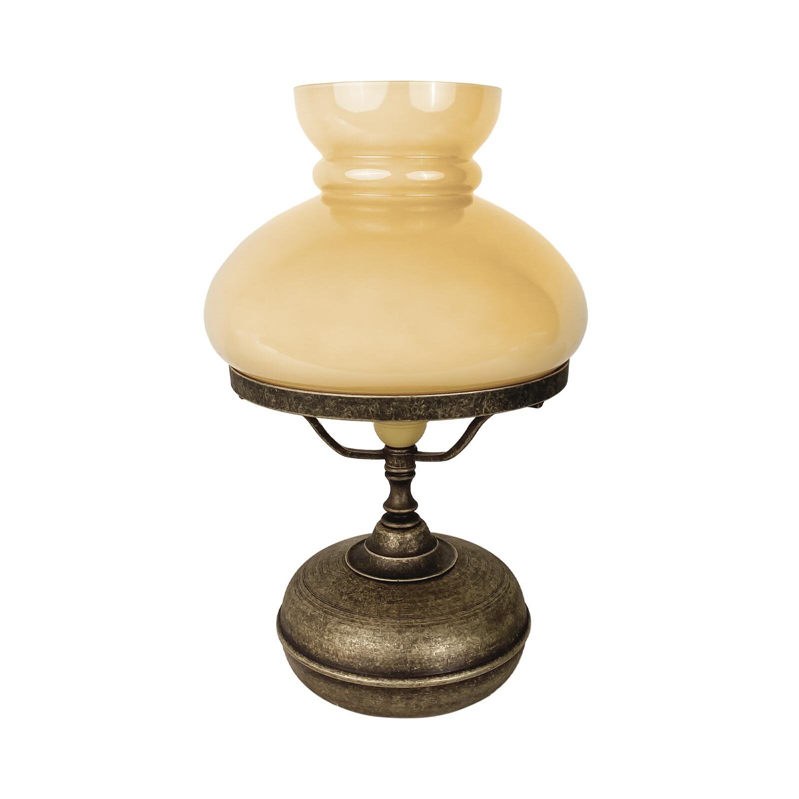 Lampe de table verre laiton H : 36,5 cm E27 en bronze crème antique