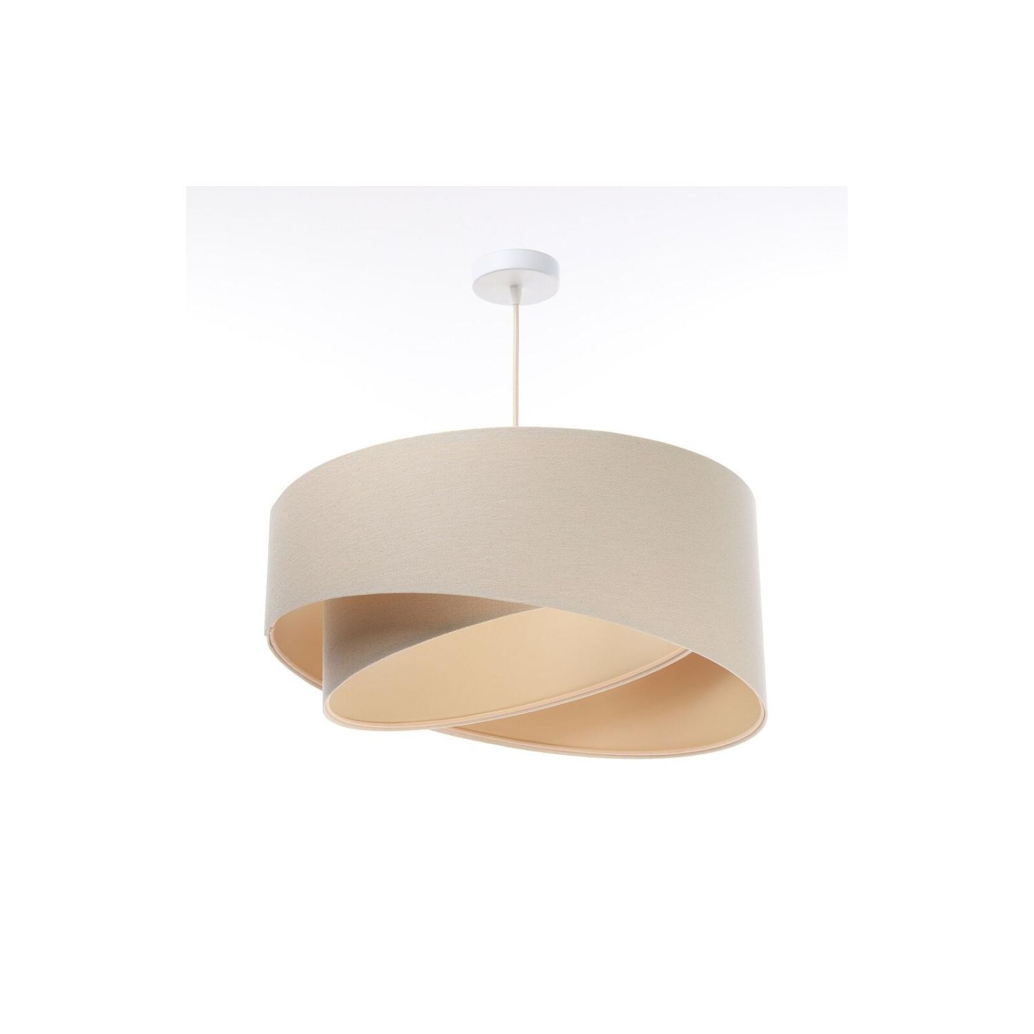 Hängeleuchte Creme Beige Leinen E27 rund Ø 50 cm Lampe