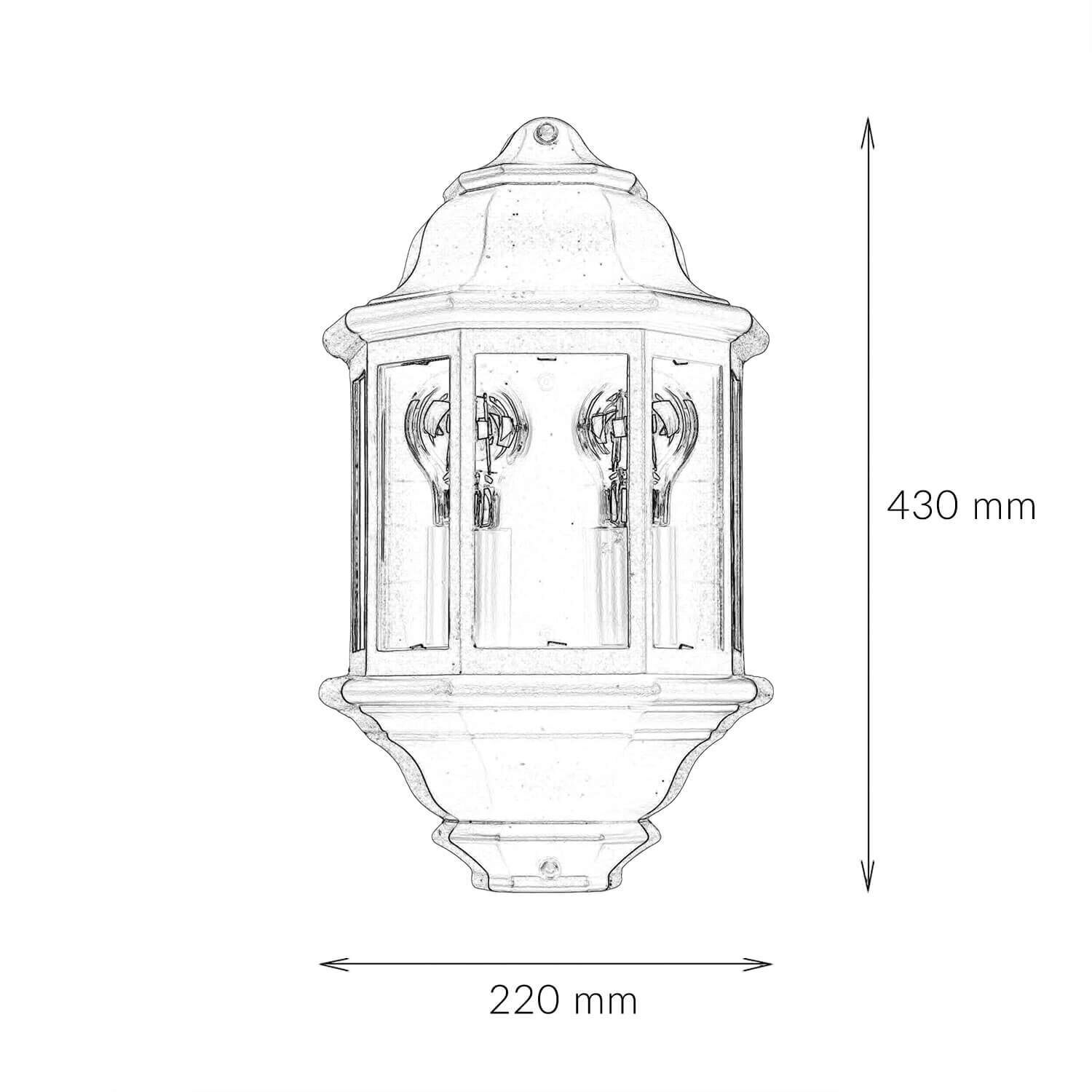 Wandleuchte Außen IP44 Glas Alu H: 43 cm 2x E27 Schwarz