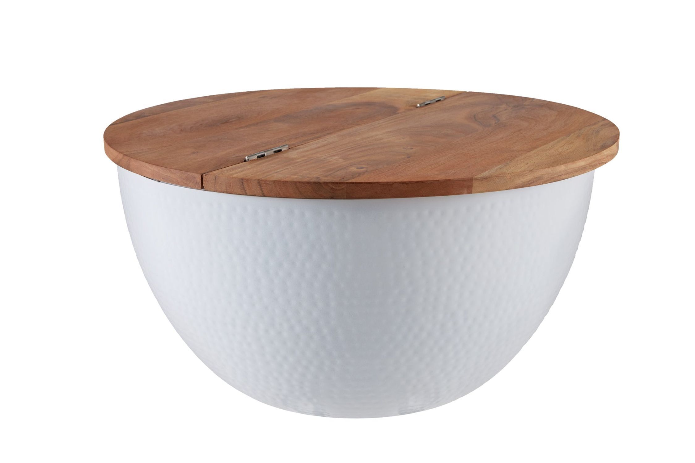 Table basse en bois d'acacia métal naturel blanc 60x60 cm artisanale