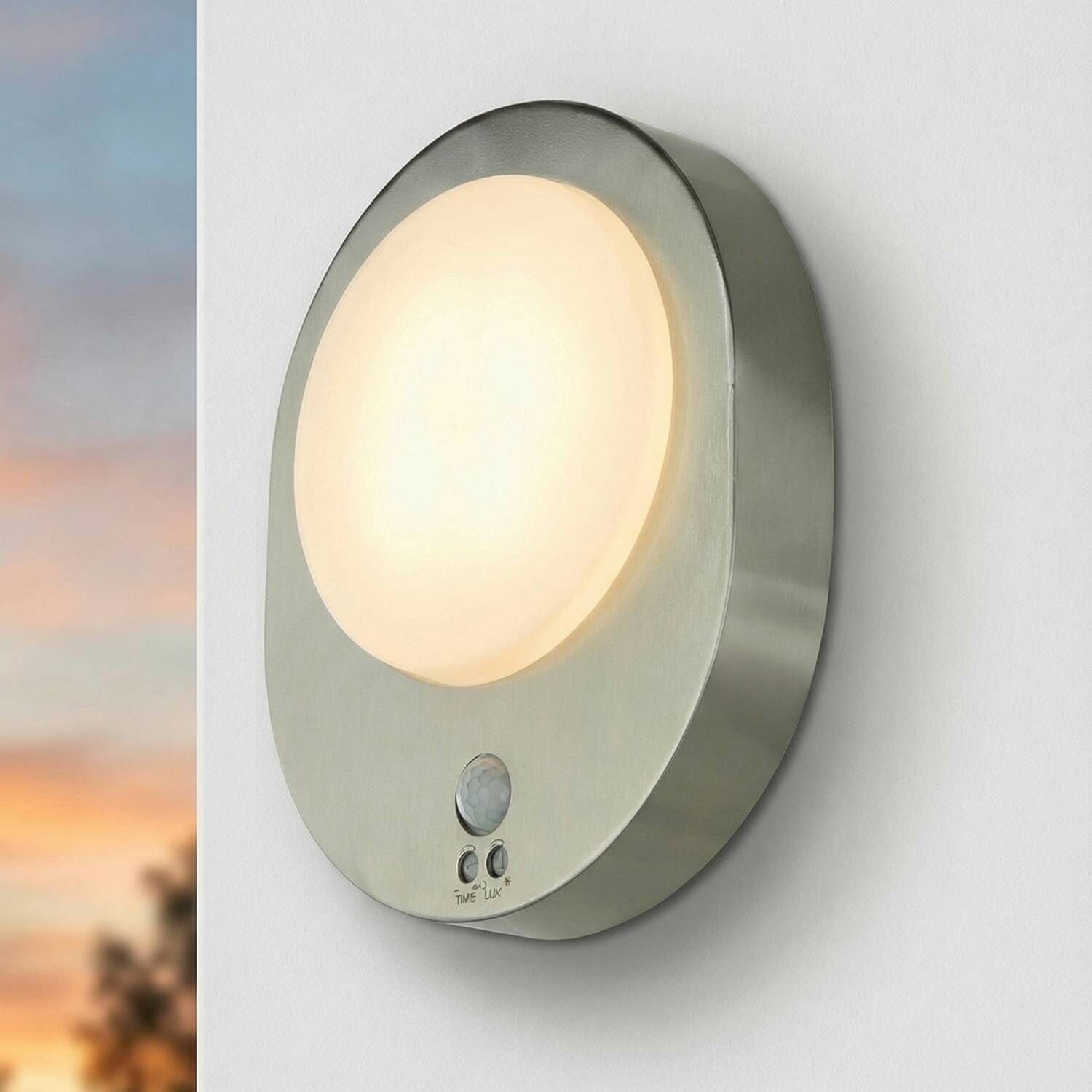 Wandleuchte, Wandlampe, Edelstahl, Runde Leuchte, LED Leuchte