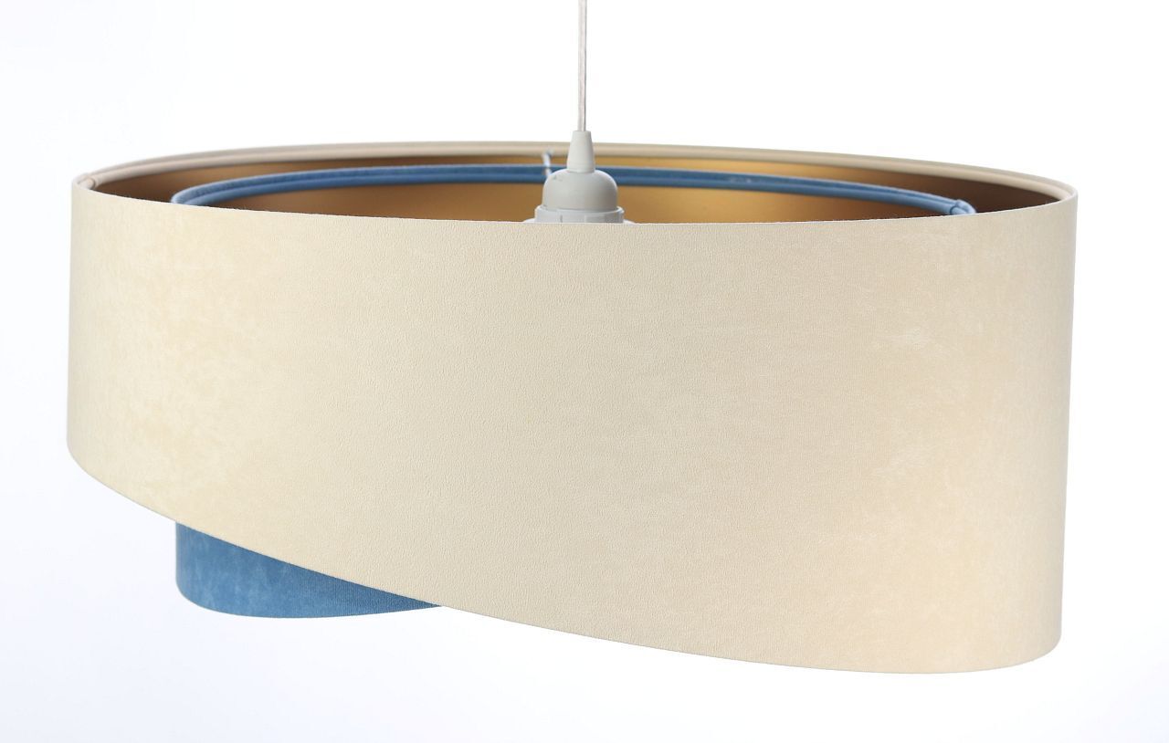 Lampe à suspendre Moderne Ø 50 cm Tissu Crème Bleu Or E27