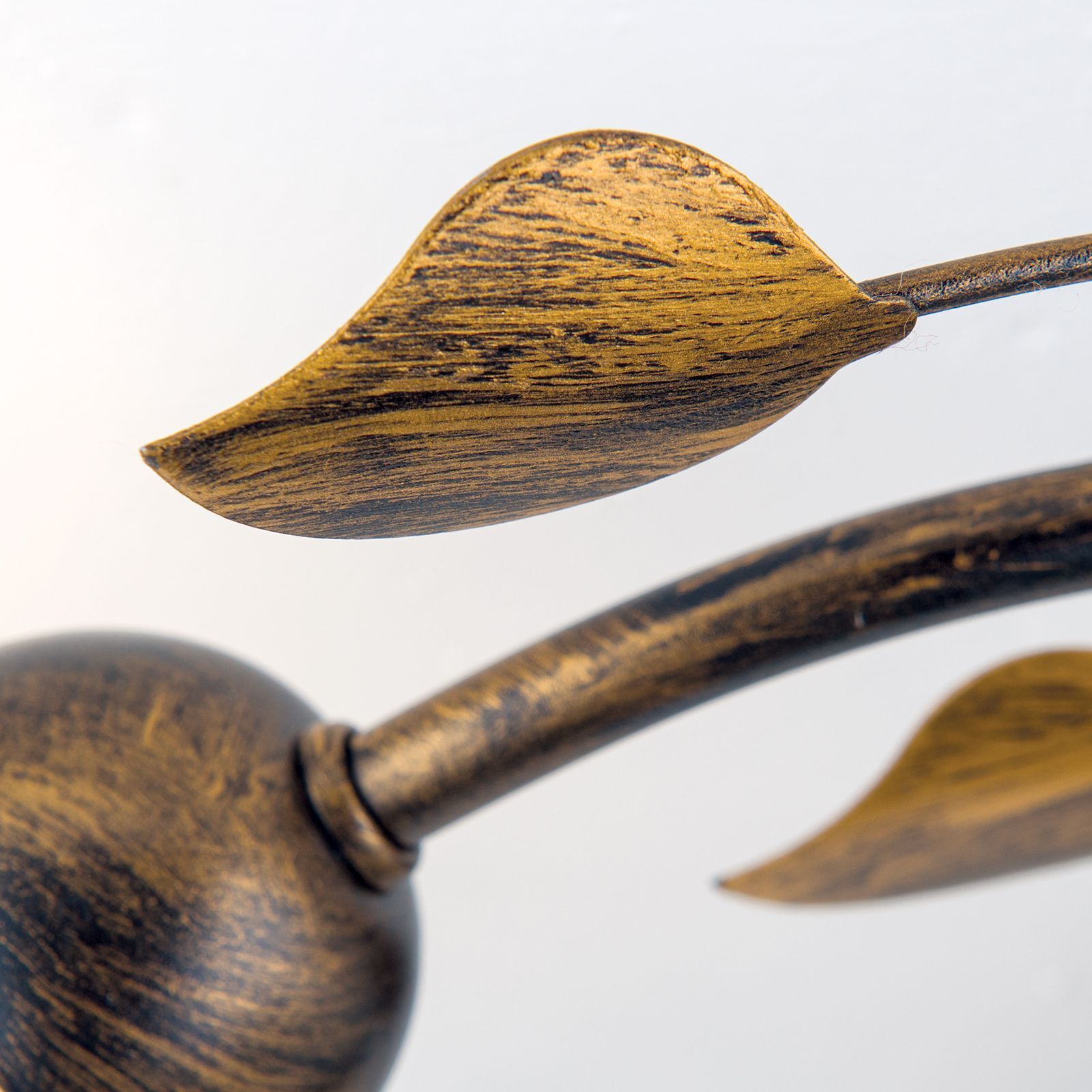 Leaf motif, Metal stem, Bronze finish, Decorative plant, Curved leaf