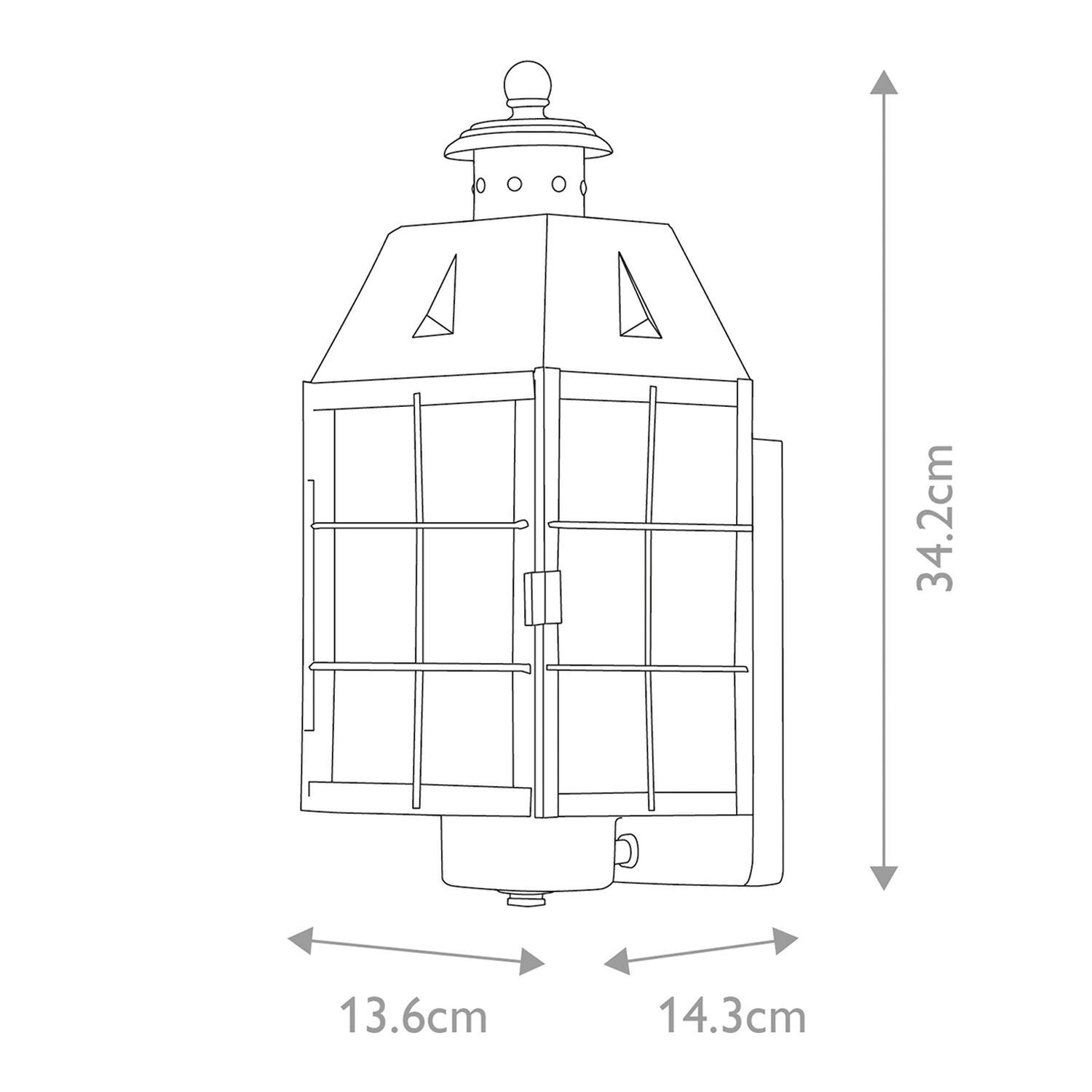 Lampe d'extérieur murale en laiton verre E27 IP44 34,2 cm de haut Lampe