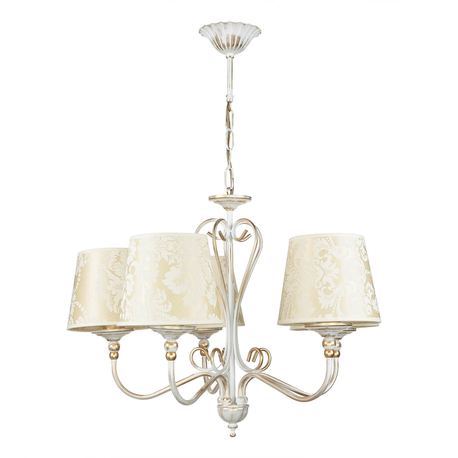Shabby Kronleuchter in Gold Ecru Ø64cm GANARA Leuchter, Lampe