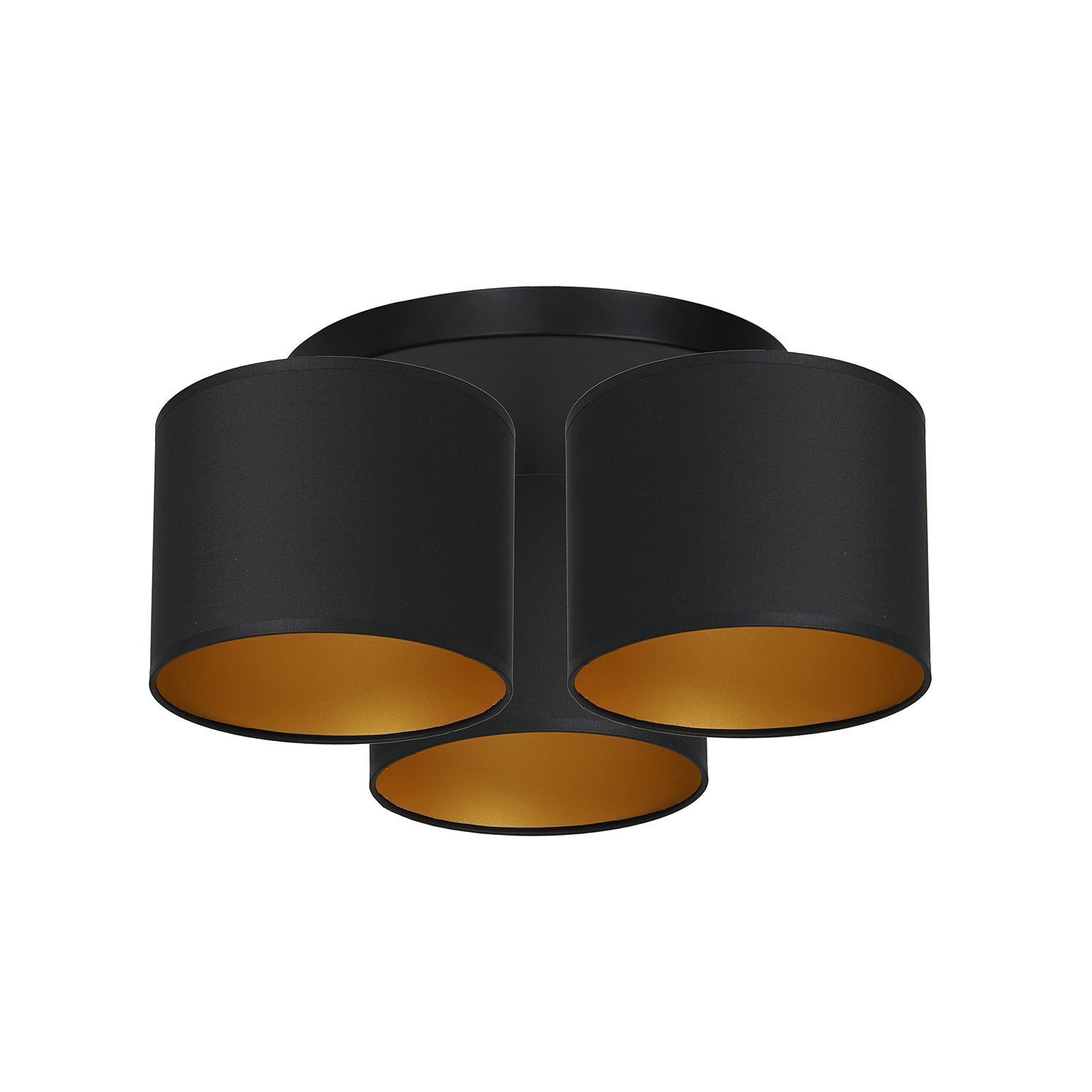 Deckenlampe Stoff Metall Schwarz Gold Ø45 cm blendarm