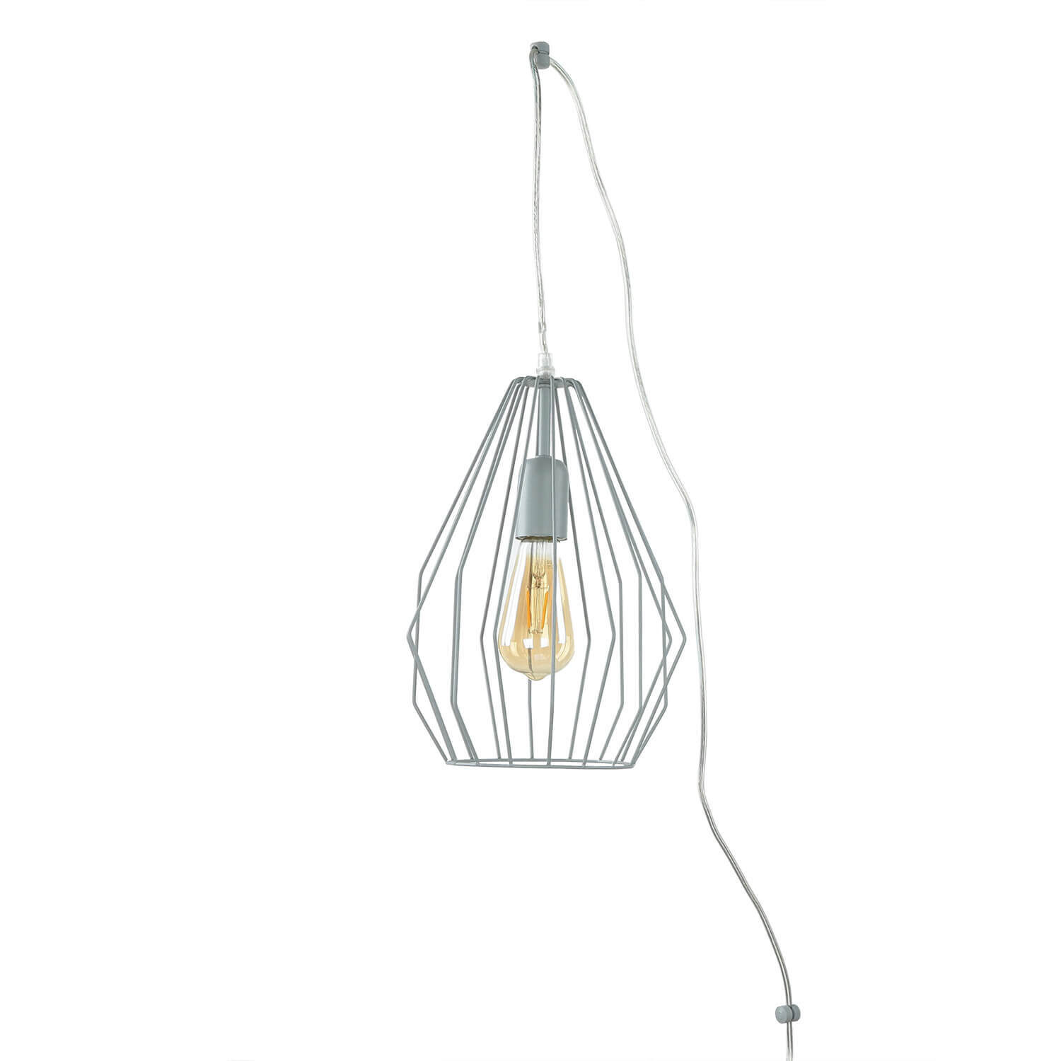 Hängelampe mit Stecker Kabel 5,5 m lang Grau flexibel Licht, Lampe