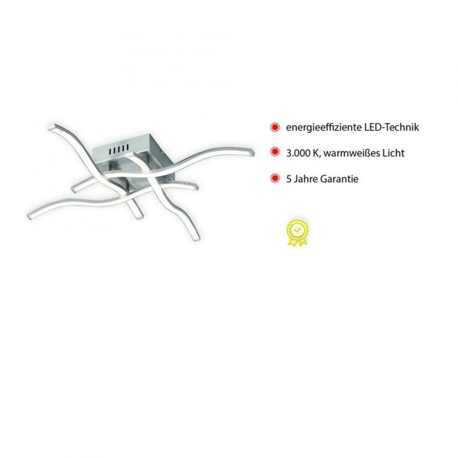 Plafonnier LED Vagues Métal en acier L:55 cm 3000 K