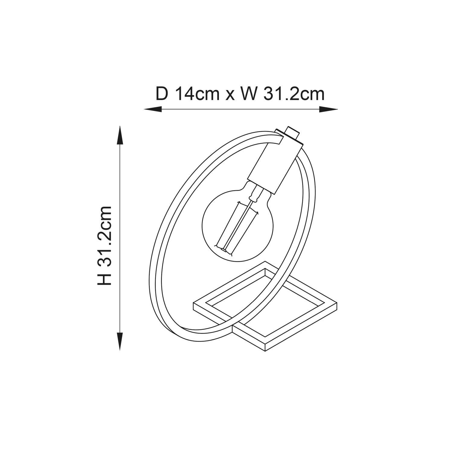 Lampe de table en métal 31,2 cm Noir rond Moderne pour E27