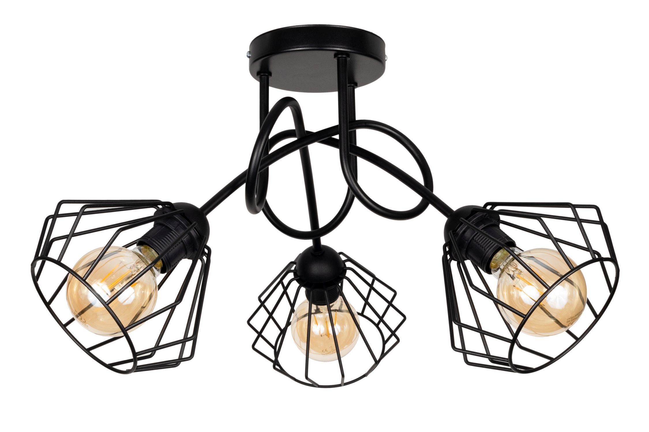 Lampe de plafonnier décorative métal E27 L:55 cm en noir