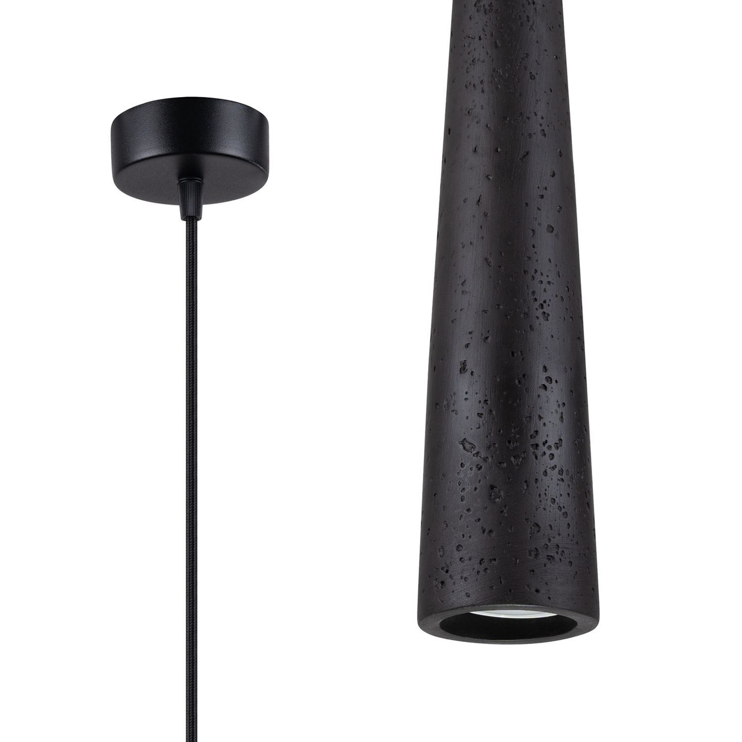 Stilvolle Hängelampe Beton Schwarz GU10 Ø8 cm rund hängelampe, pendelleuchte, schwarz, metall, konische form